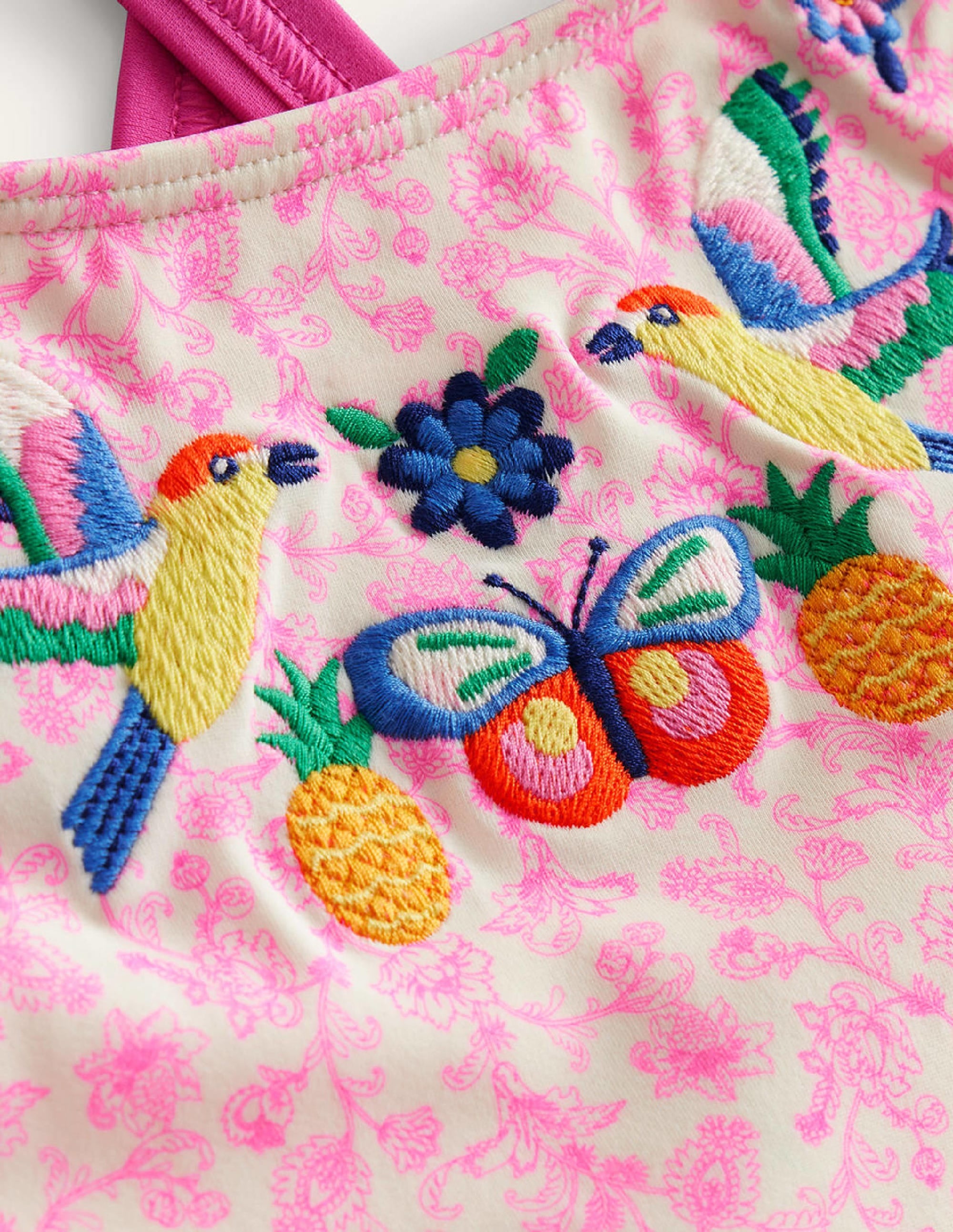 Maillot de bain brodé-Motif Summer Vine rose festival - Image 3