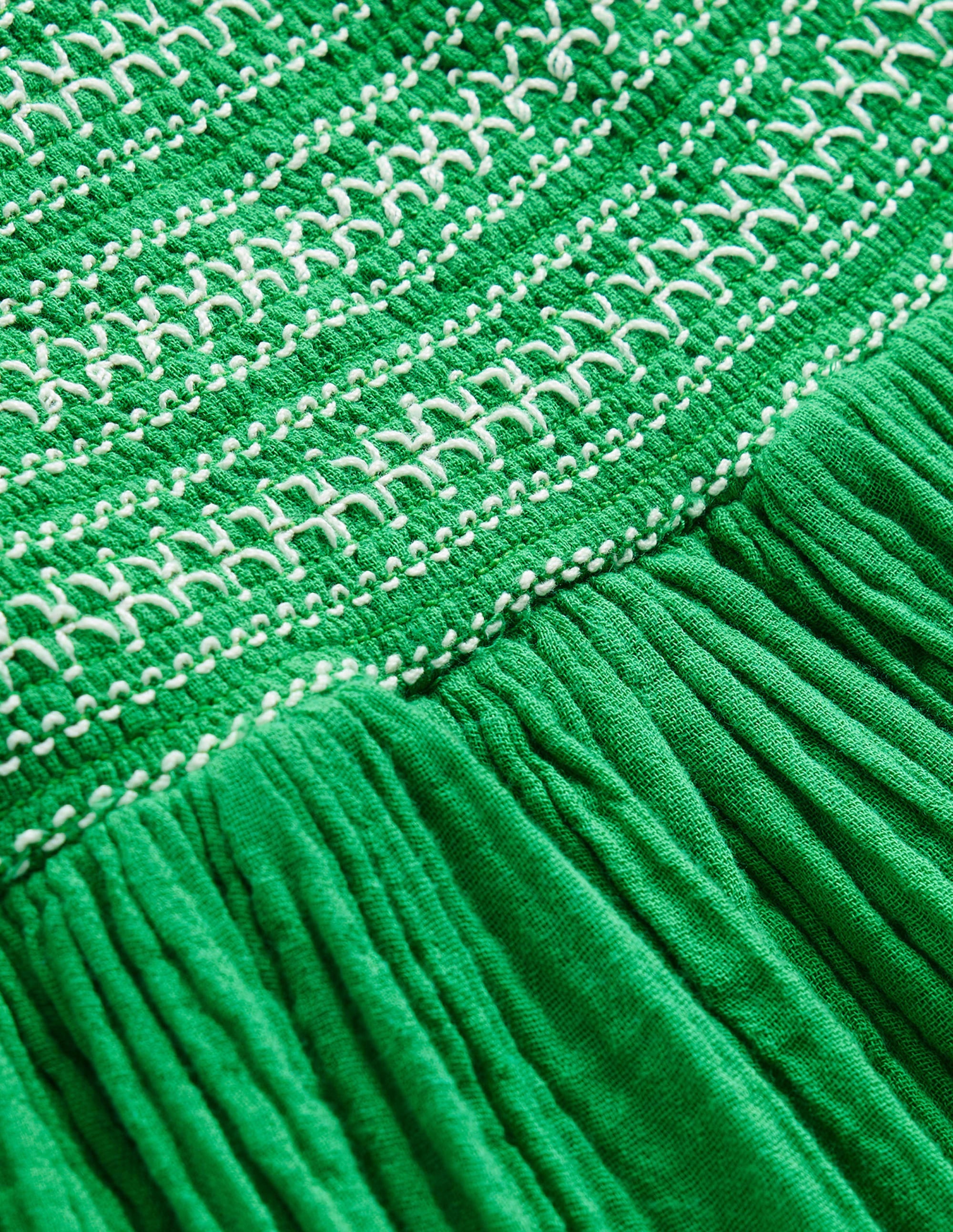Webkleid mit gesmoktem Oberteil-Schuluniform-Grün Gänseblümchen - Image 3
