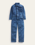 Jumpsuit-Mittleres Vintageblau, Denim