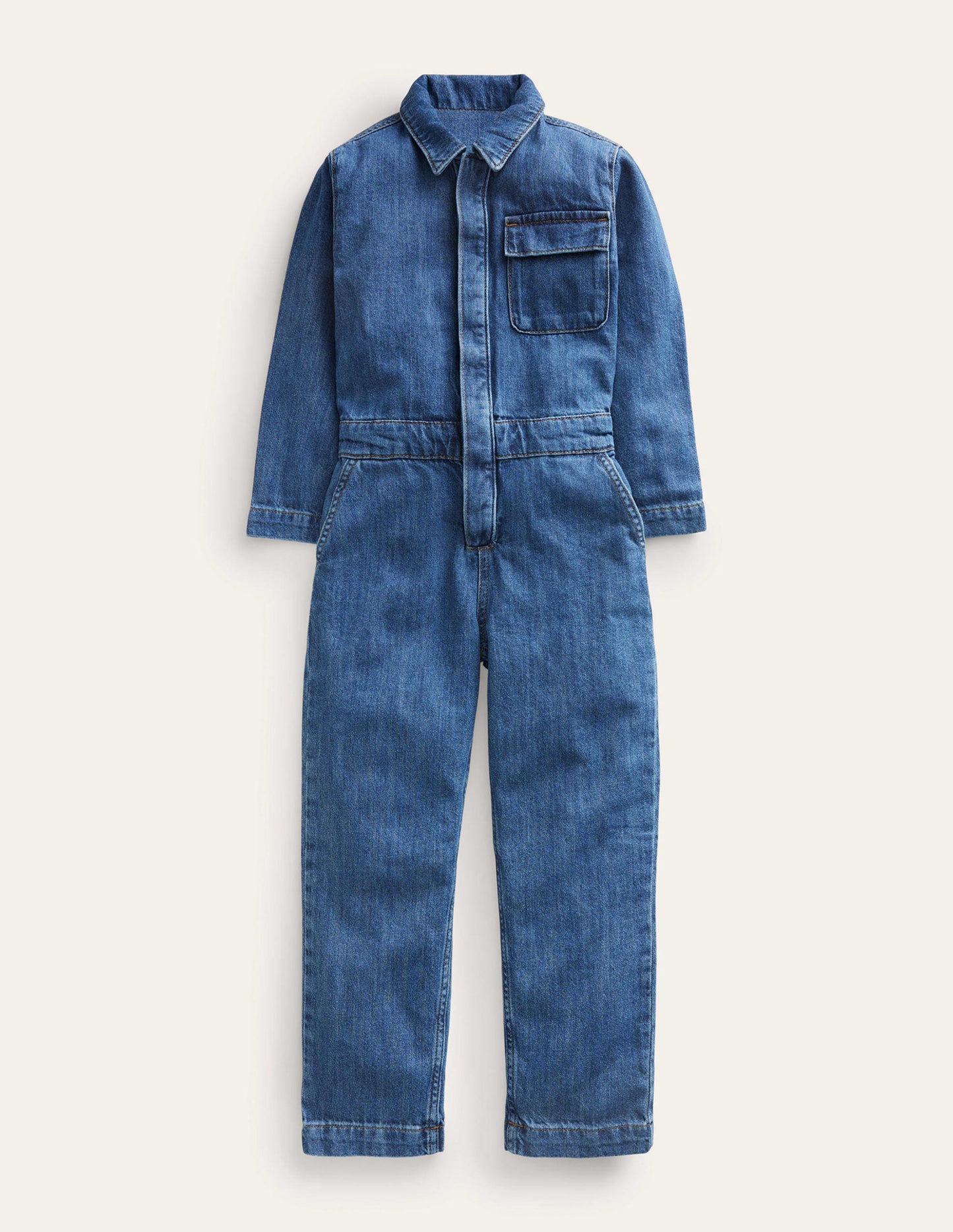 Jumpsuit-Mittleres Vintageblau, Denim