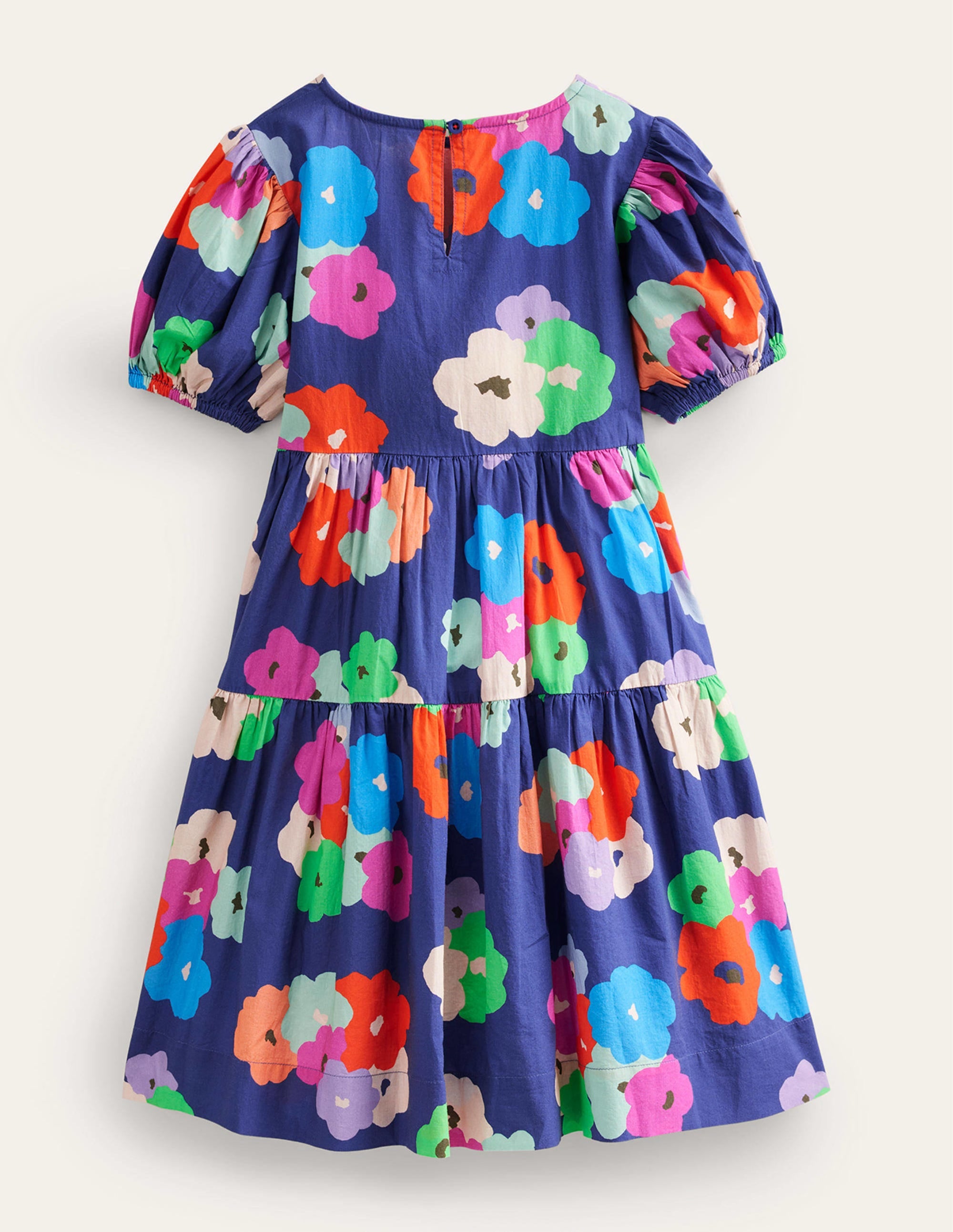 Robe tissée volumineuse-Bleu marine, motif Painterly Floral - Image 2