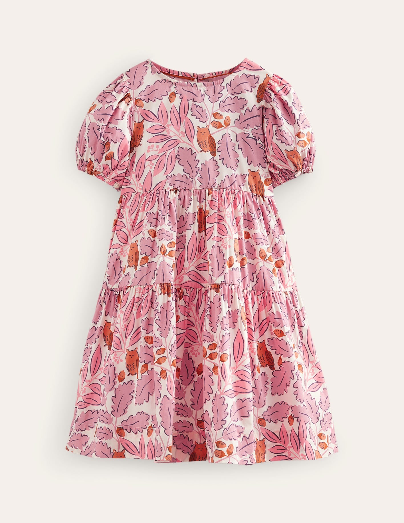 Robe tissée volumineuse-Feuilles rose amande - Image 1