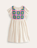 Textured Crochet Dress-Ecru Marl