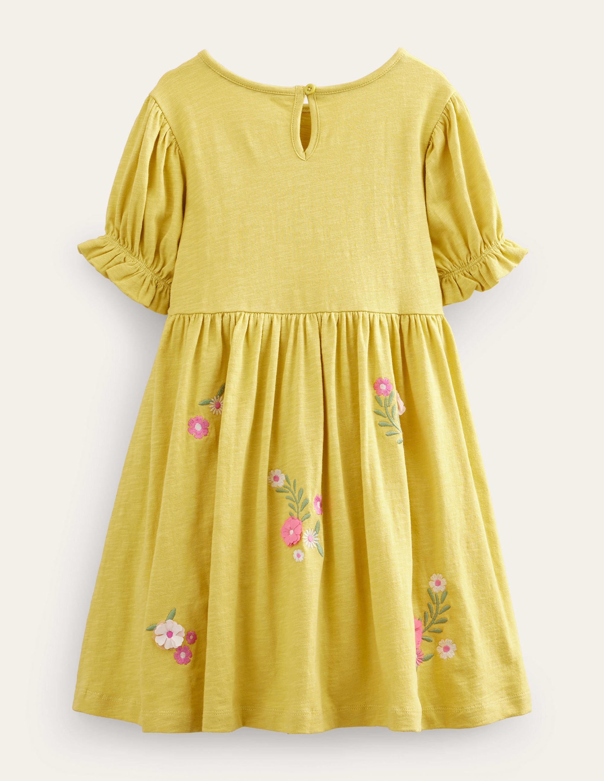 Robe brodée en jersey-Jaune bouton d'or - Image 2