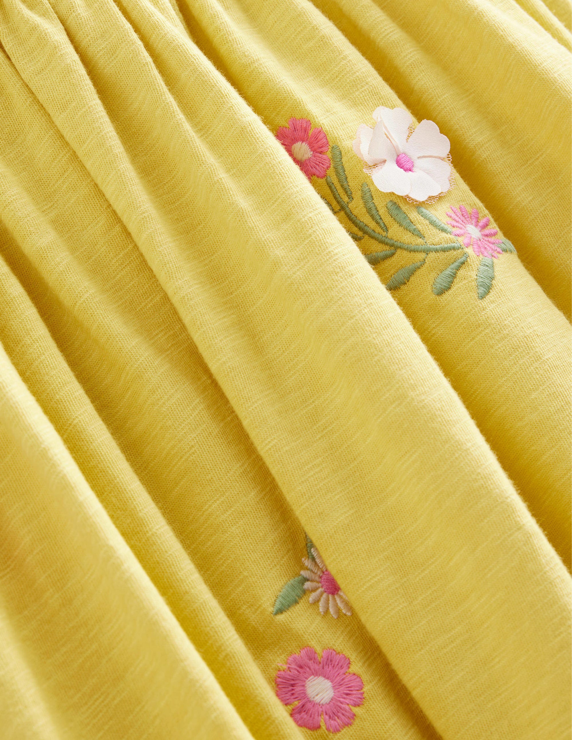 Robe brodée en jersey-Jaune bouton d'or - Image 3