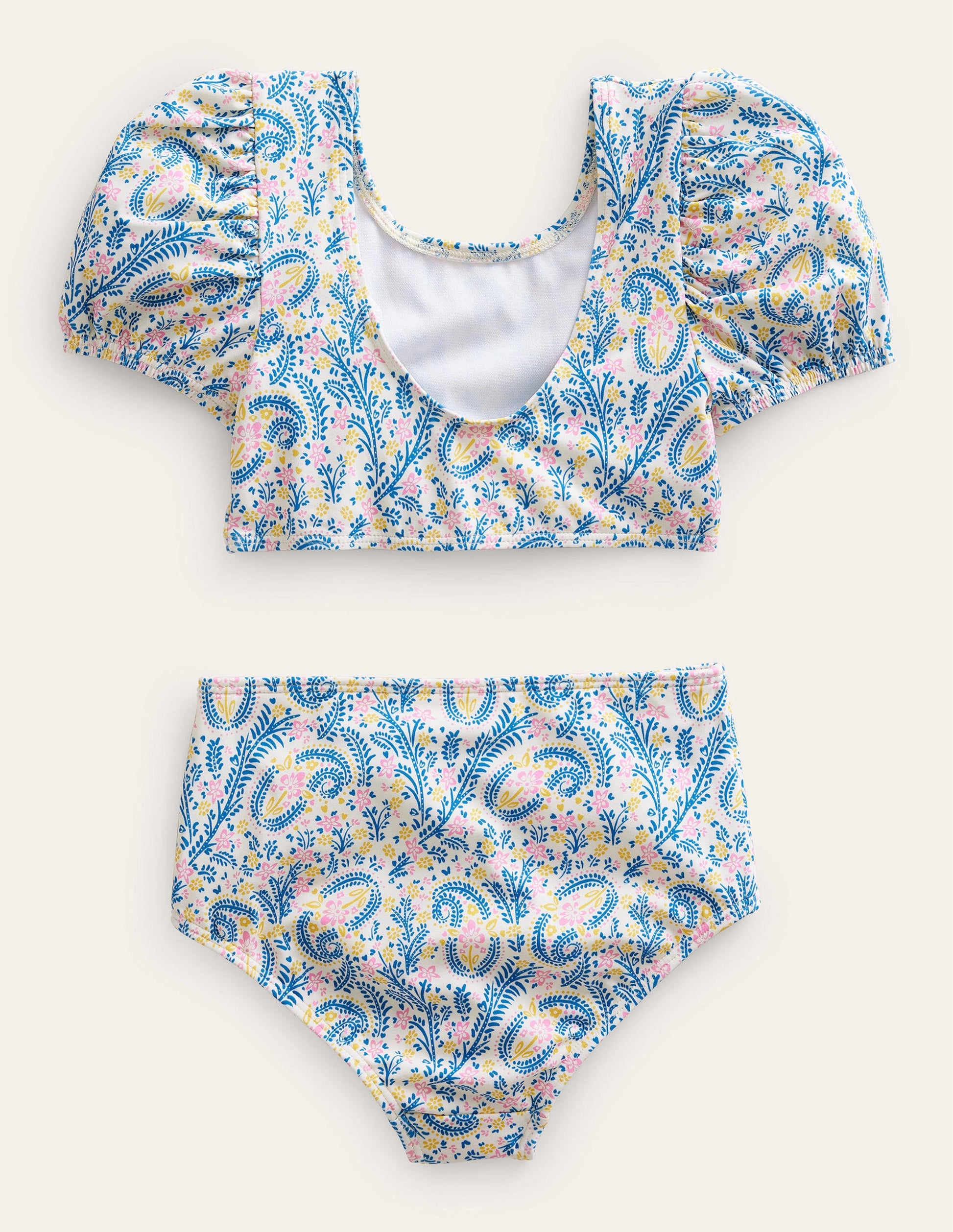 Puff Sleeve Bikini-Ivory Paisley-2