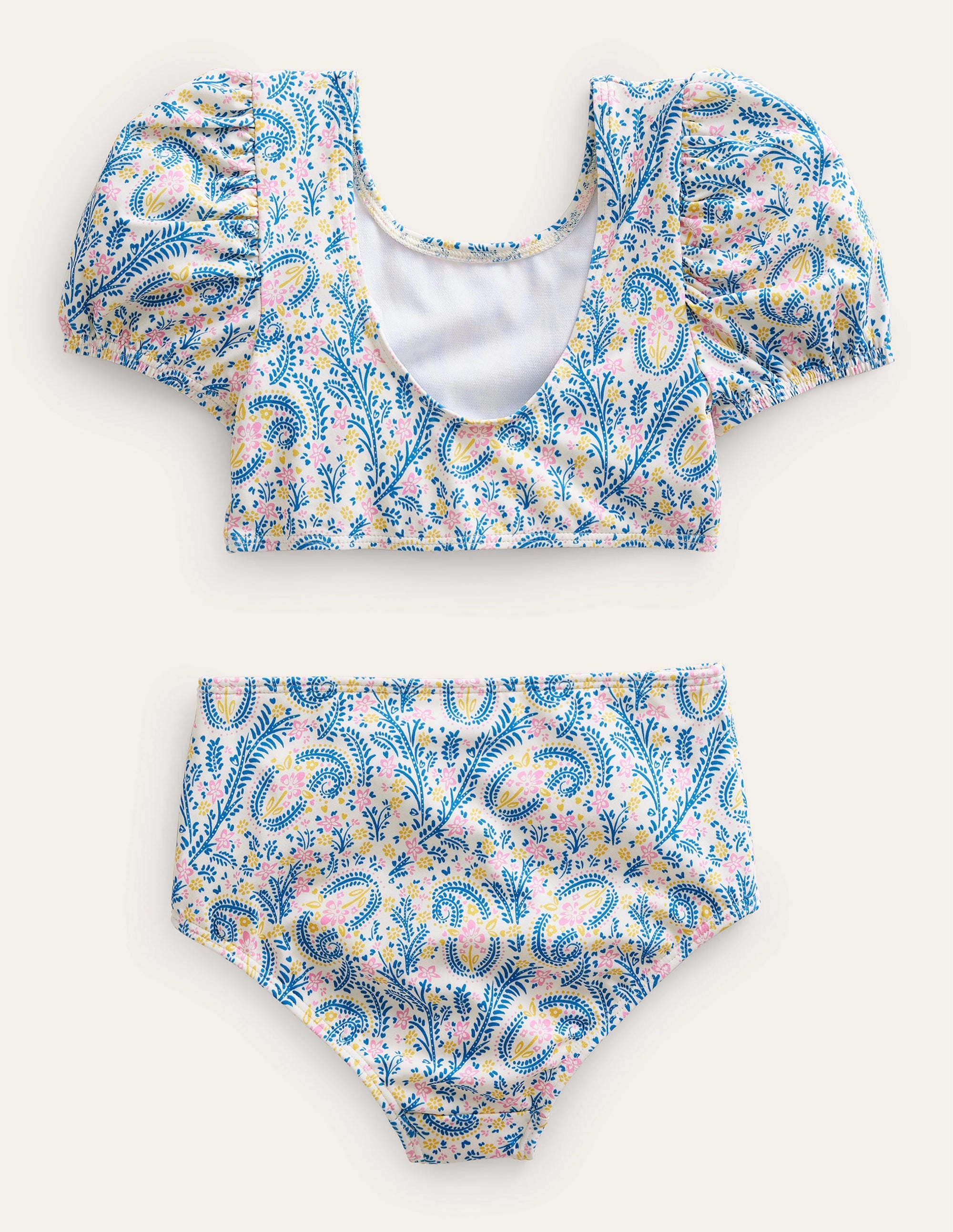Puff Sleeve Bikini-Ivory Paisley - Image 2
