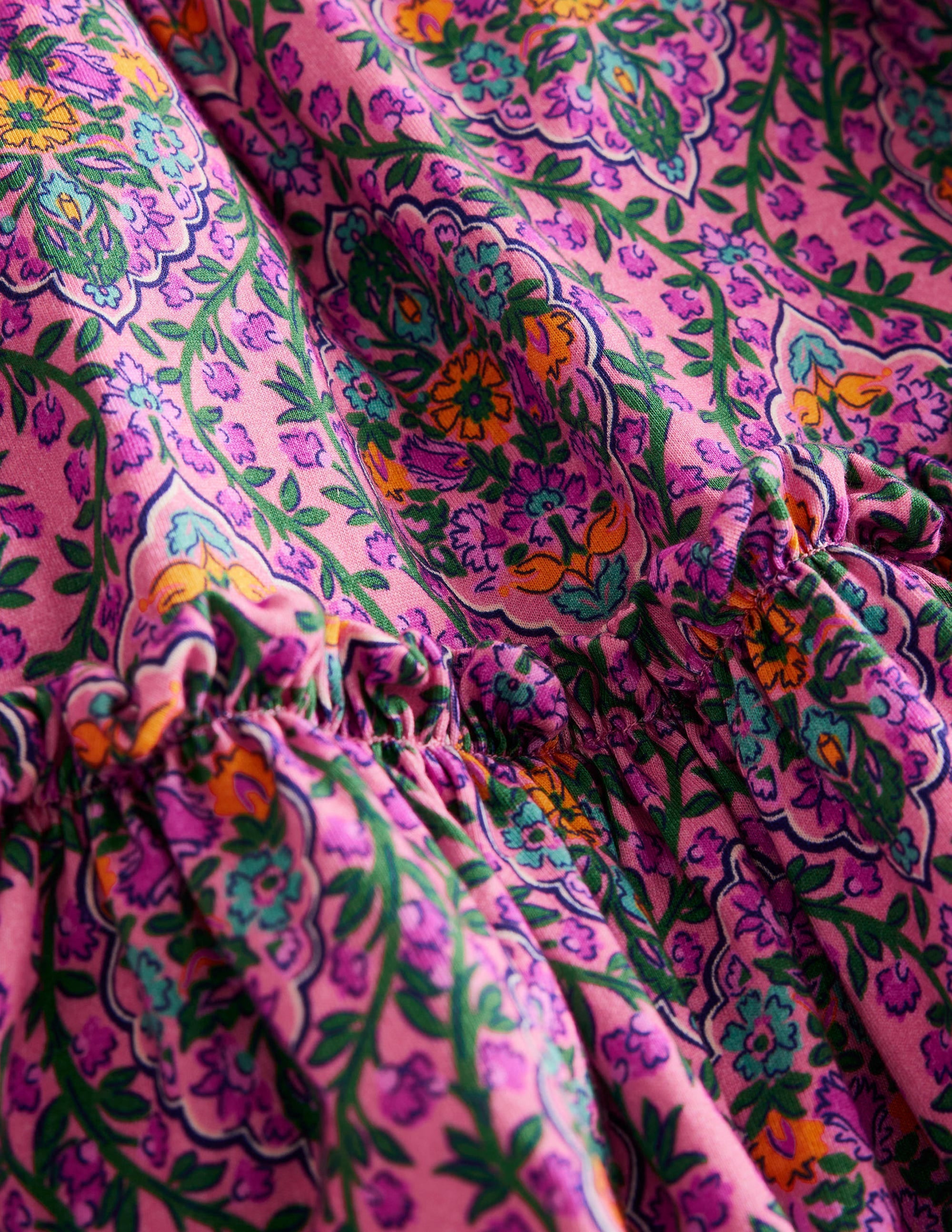 Jupe midi imprimée en jersey-Motif Woodblock Vine azalée - Image 3