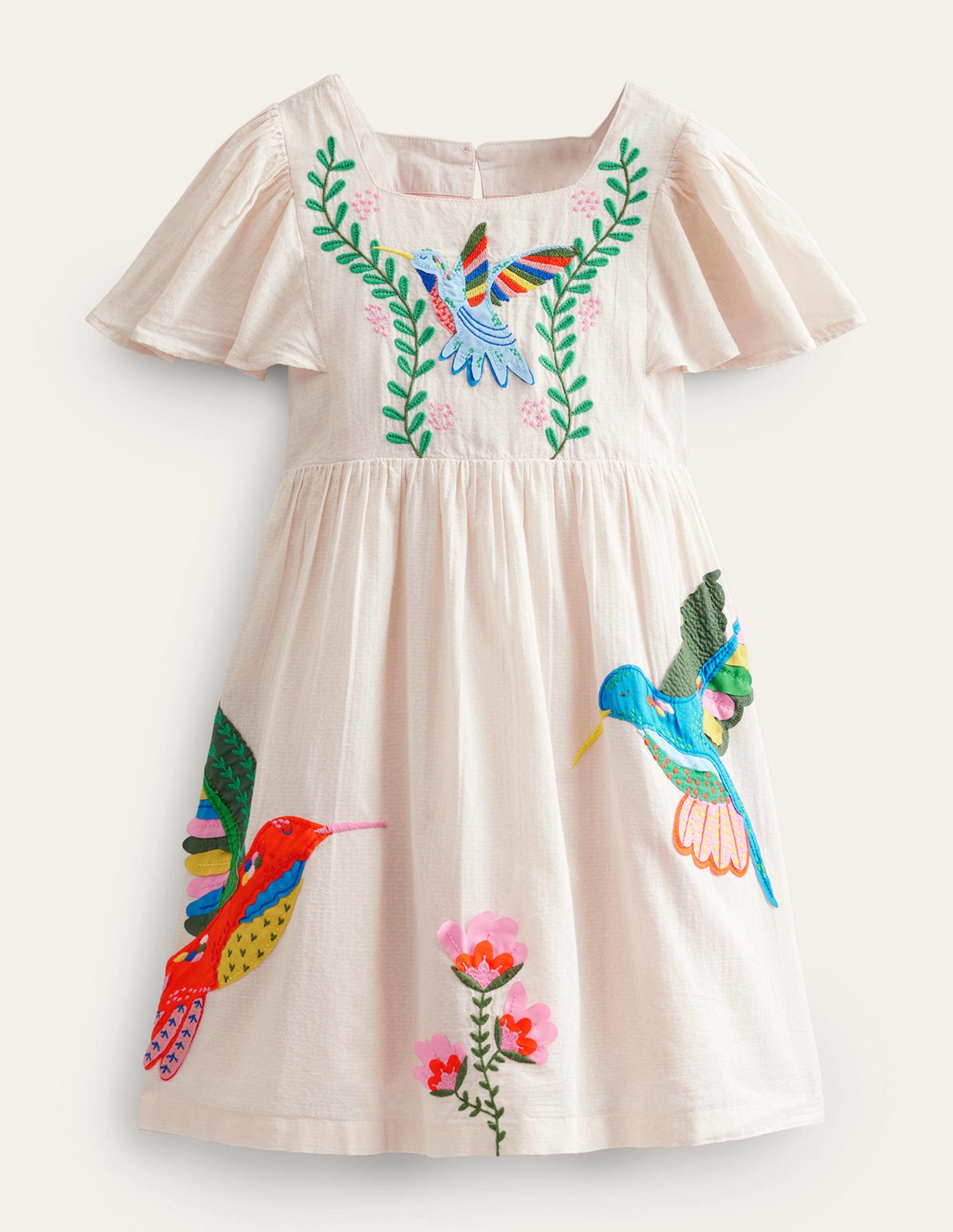 Flutter-Sleeve Appliqué Dress-Vanilla Pod-1