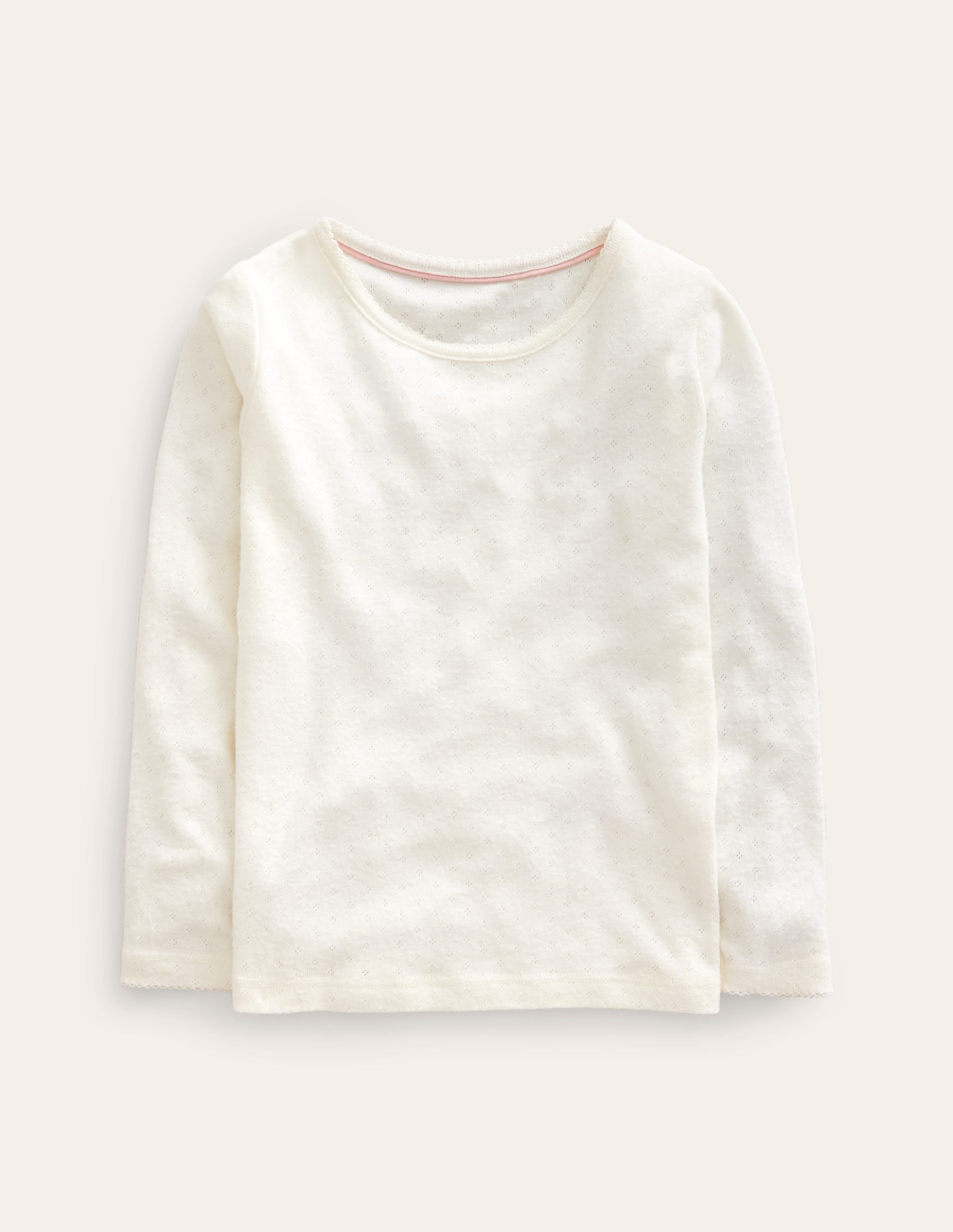 Langärmeliges Oberteil mit Pointelle-Muster-Ivory and Navy Spot - Image 1