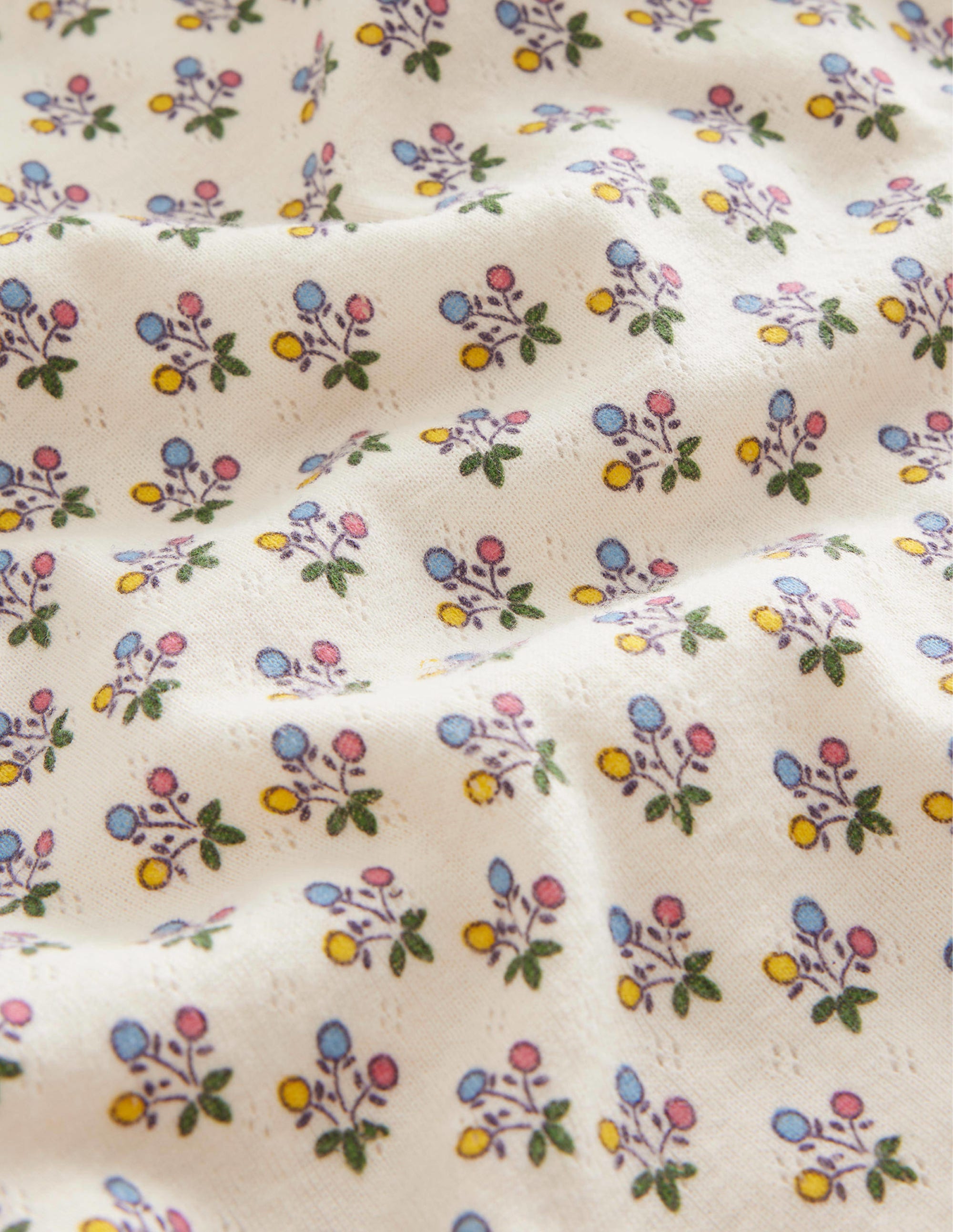 Langärmeliges Oberteil mit Pointelle-Muster-Vanilleschote/Senfgelb Floral - Image 3