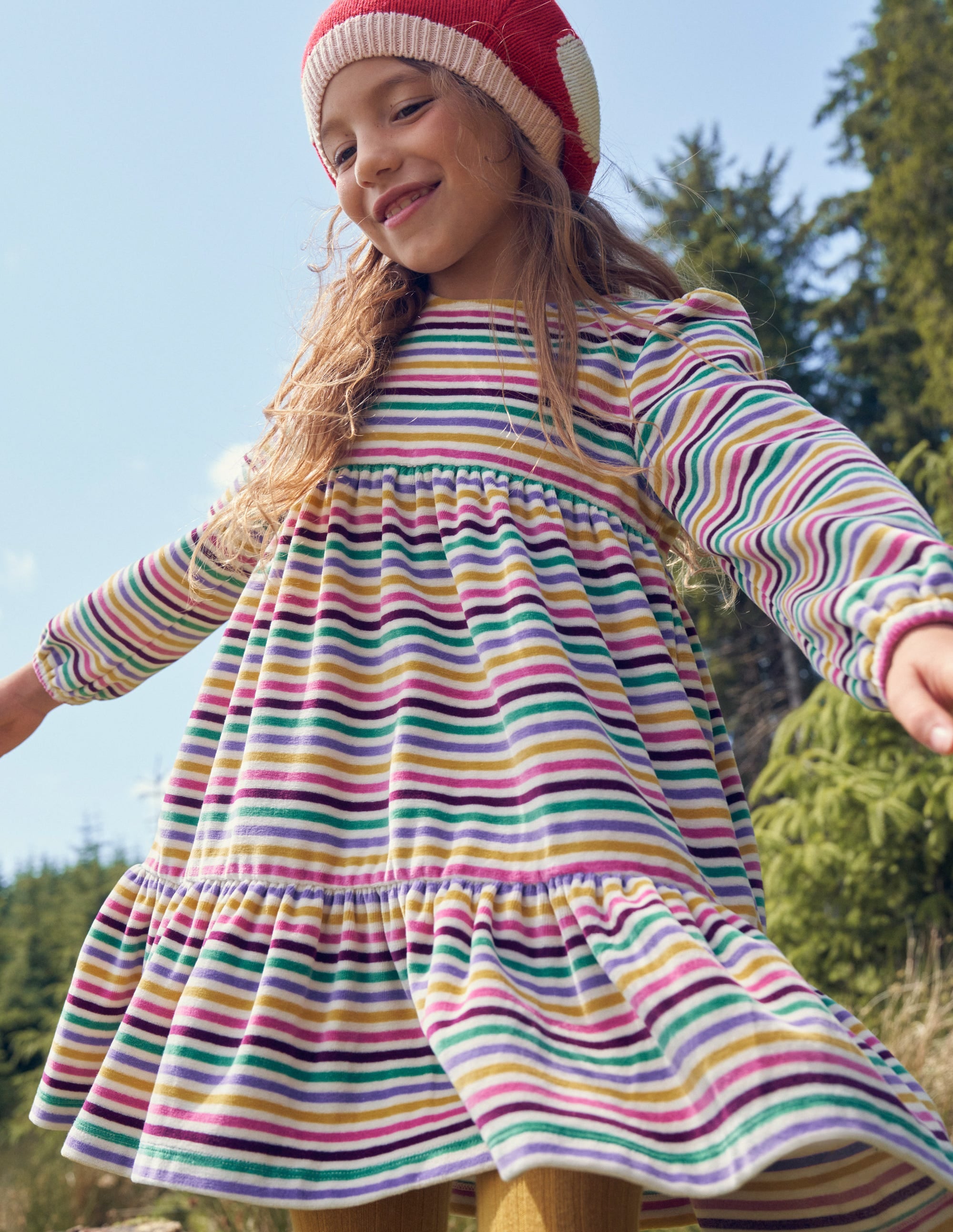 Robe en velours à volants-Arc-en-ciel rose tasse de thé - Image 4
