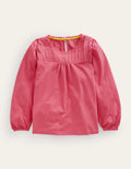 Scallop Detail Long Sleeve Top-Blush Pink