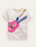T-Shirt mit Applikationen vorn und hinten-Haferbeige Meliert