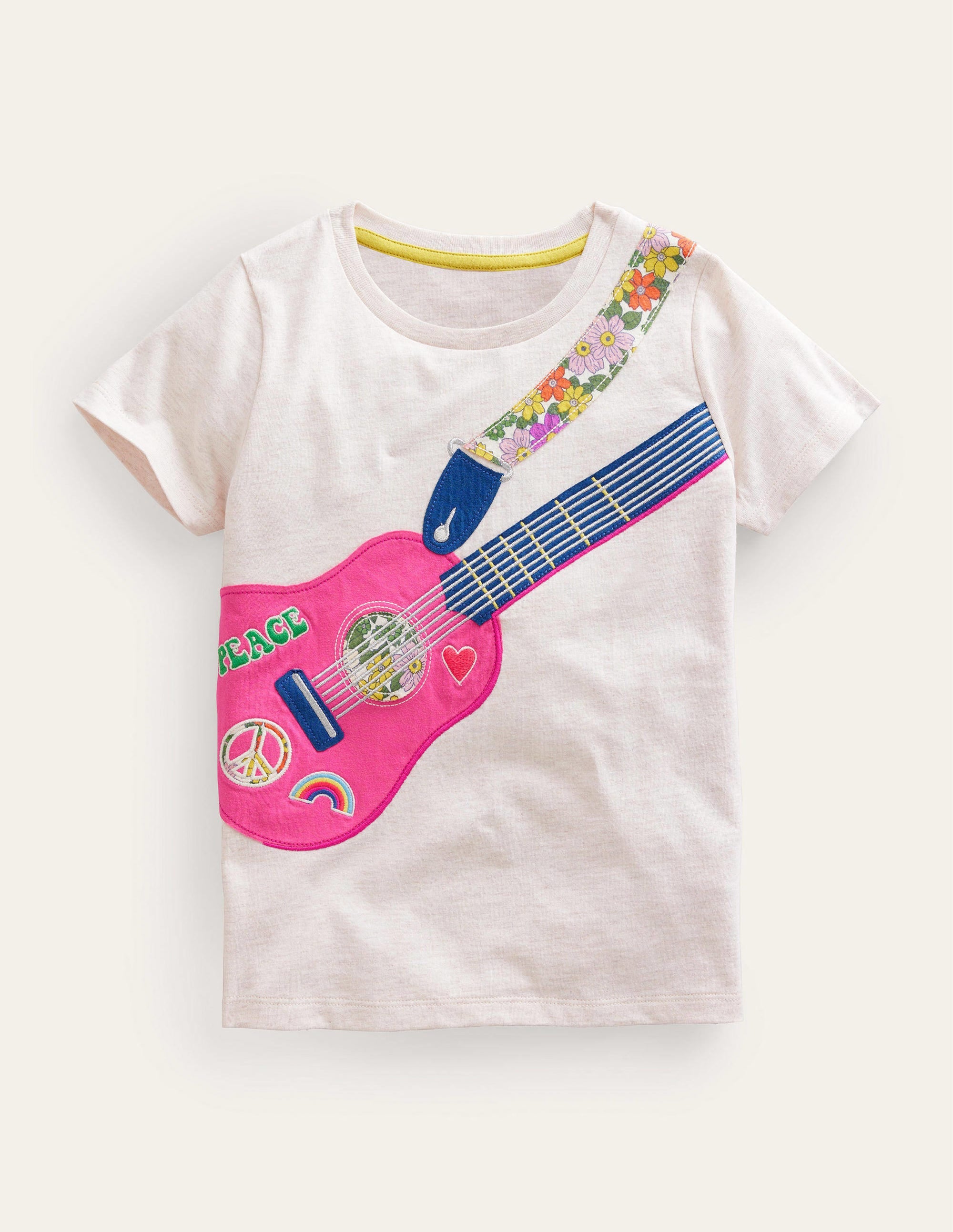 T-Shirt mit Applikationen vorn und hinten-Haferbeige Meliert - Image 1