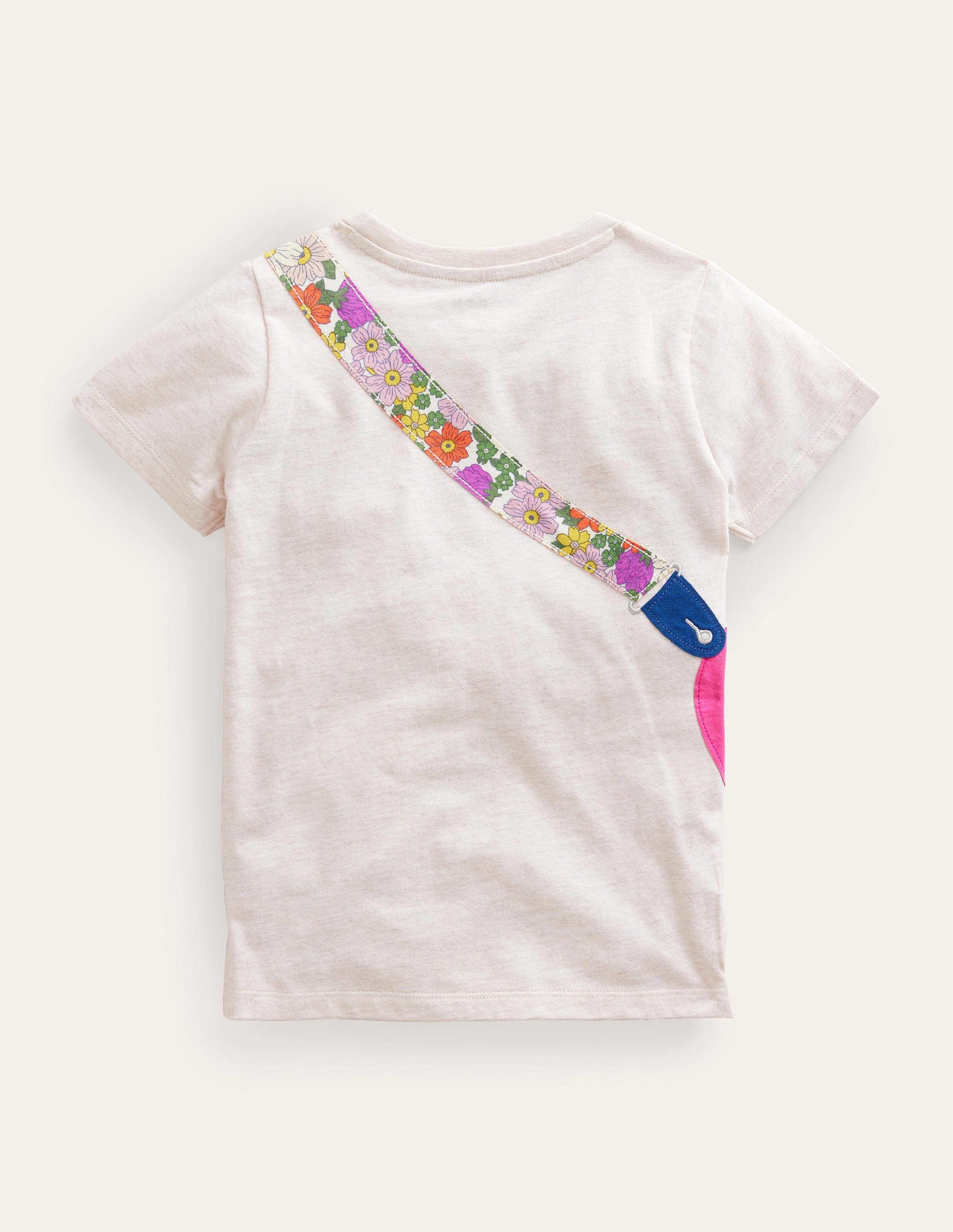 T-Shirt mit Applikationen vorn und hinten-Haferbeige Meliert-2