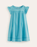 Robe en jersey à manches volantées-Bleu pied-d’alouette