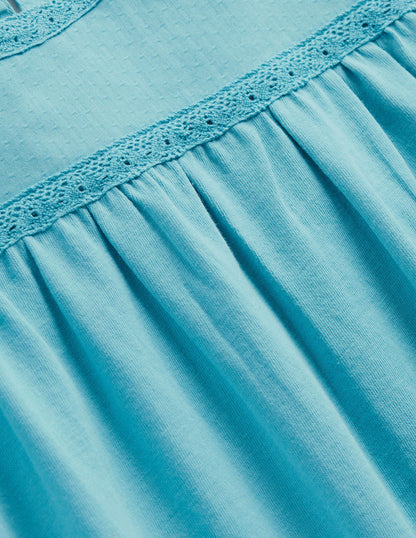 Jerseykleid mit Flatterärmeln-Ritterspornblau