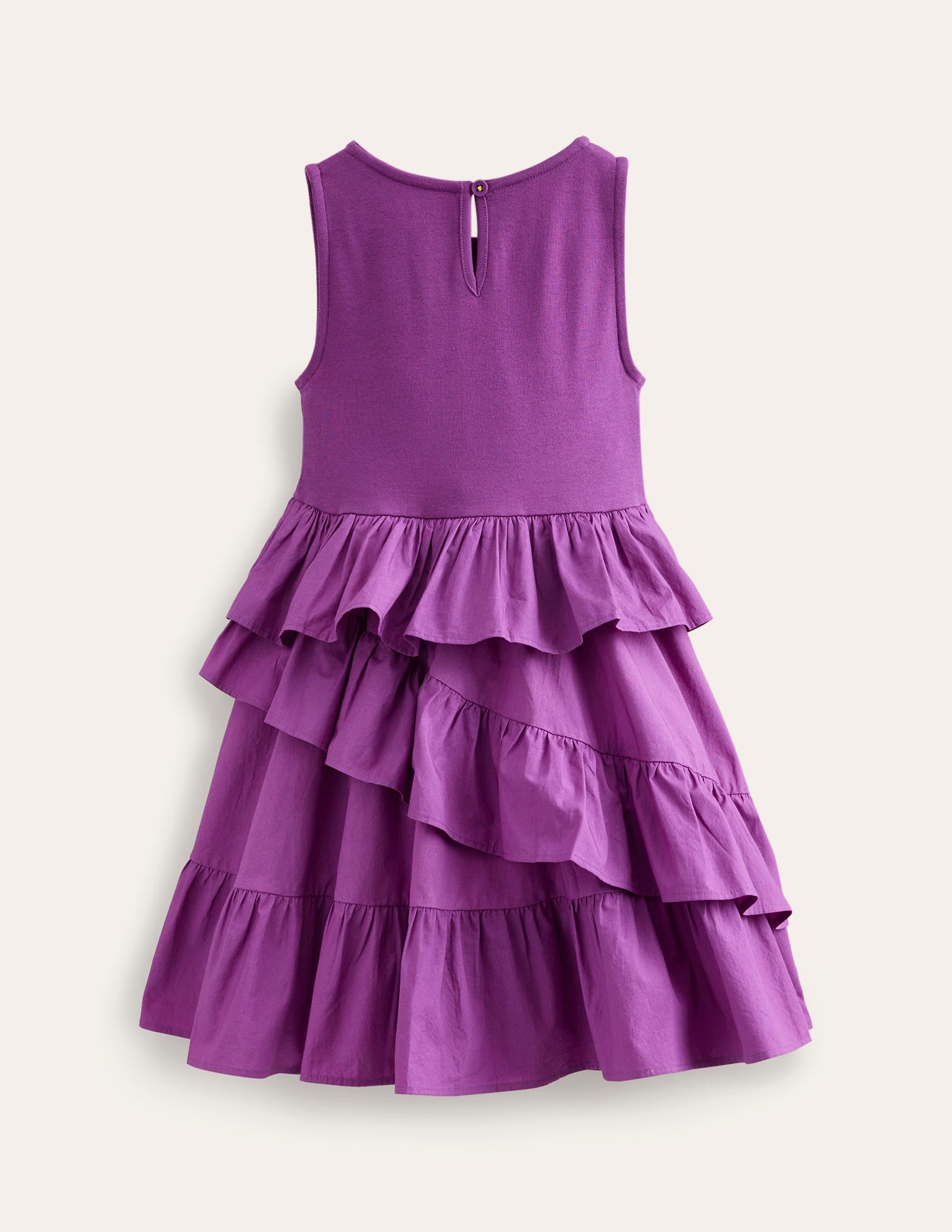 Ruffled Cotton Dress-Jewel Purple-2