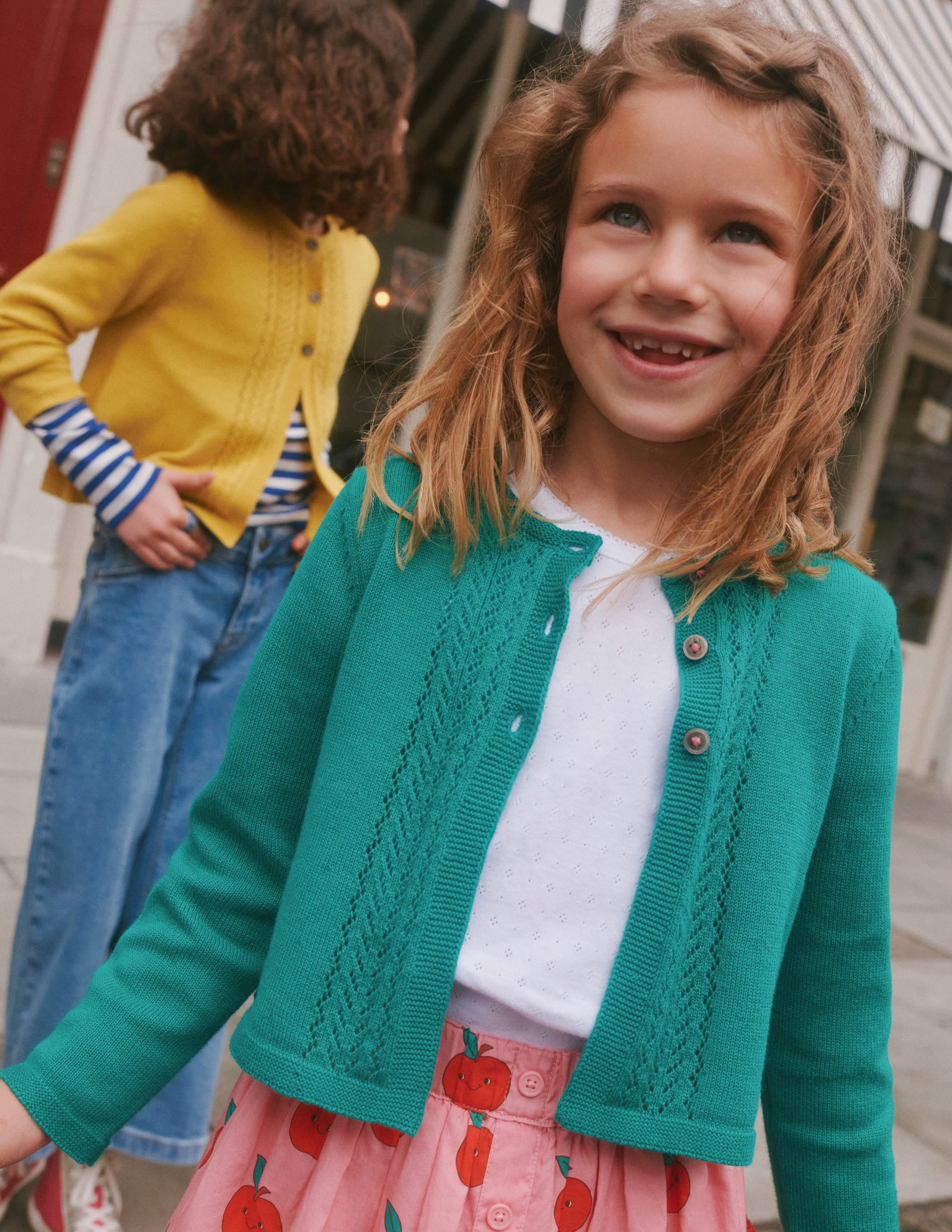Strickjacke aus Baumwolle mit Pointelle-Design-Tiefgrün - Image 4