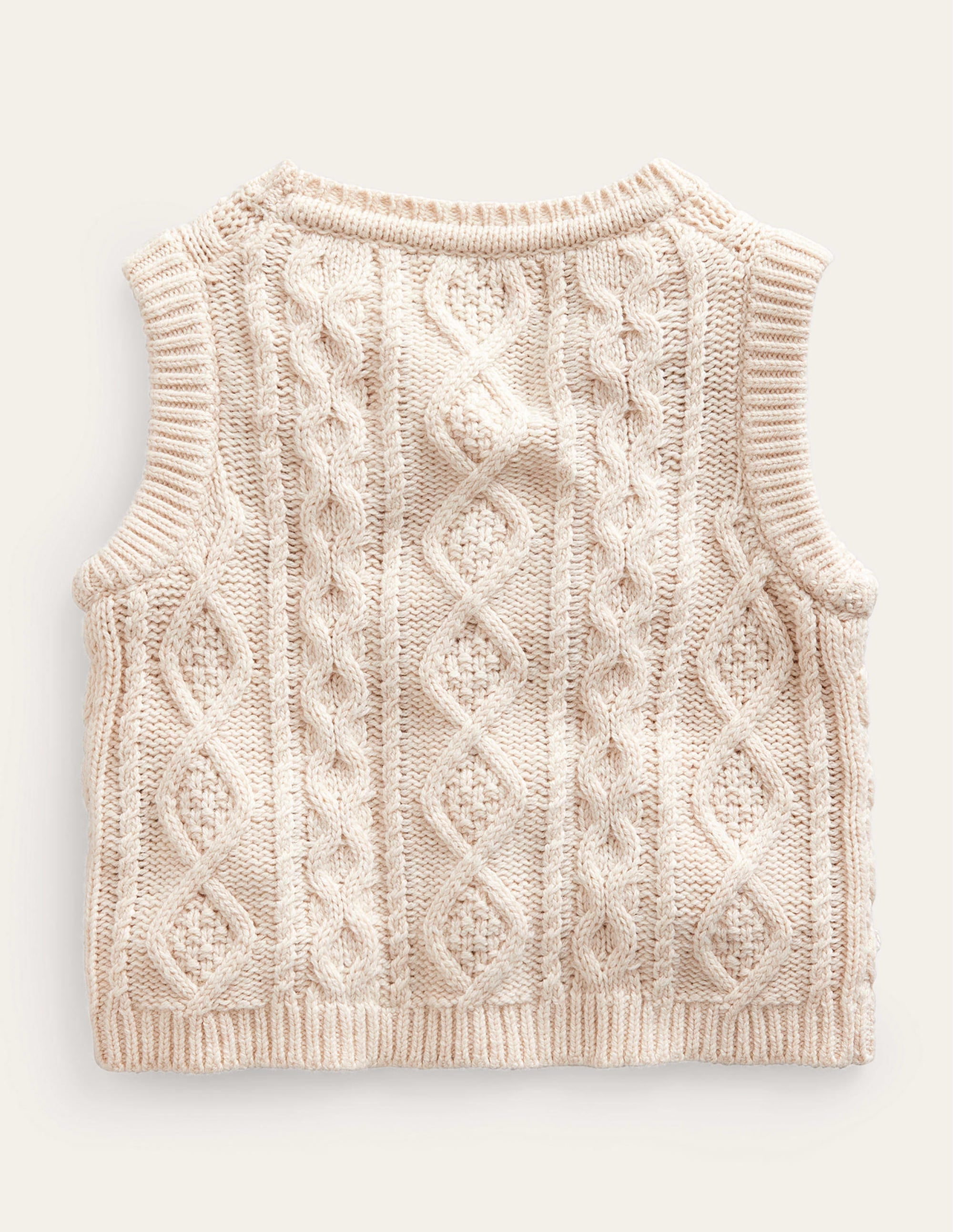 Gilet sans manches en maille torsadée-Écru chiné - Image 2