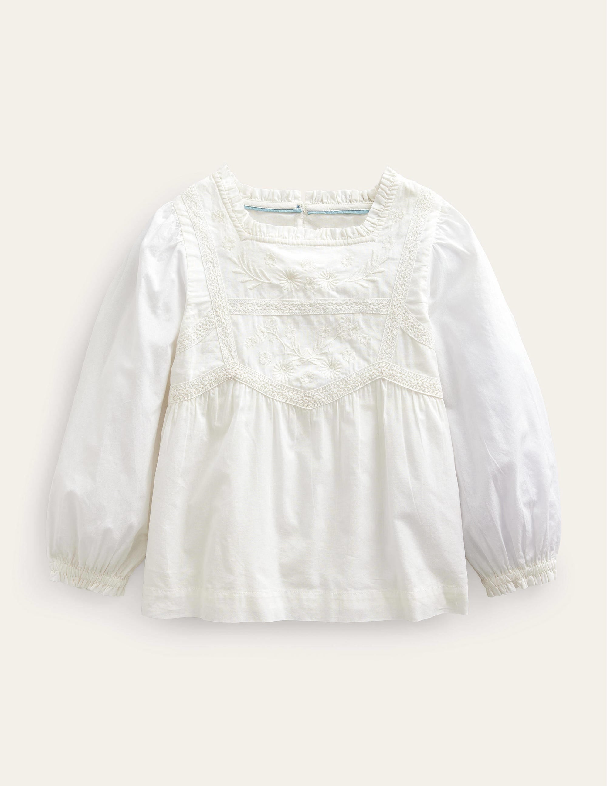 Jolie blouse à détails dentelle-Ivoire - Image 1