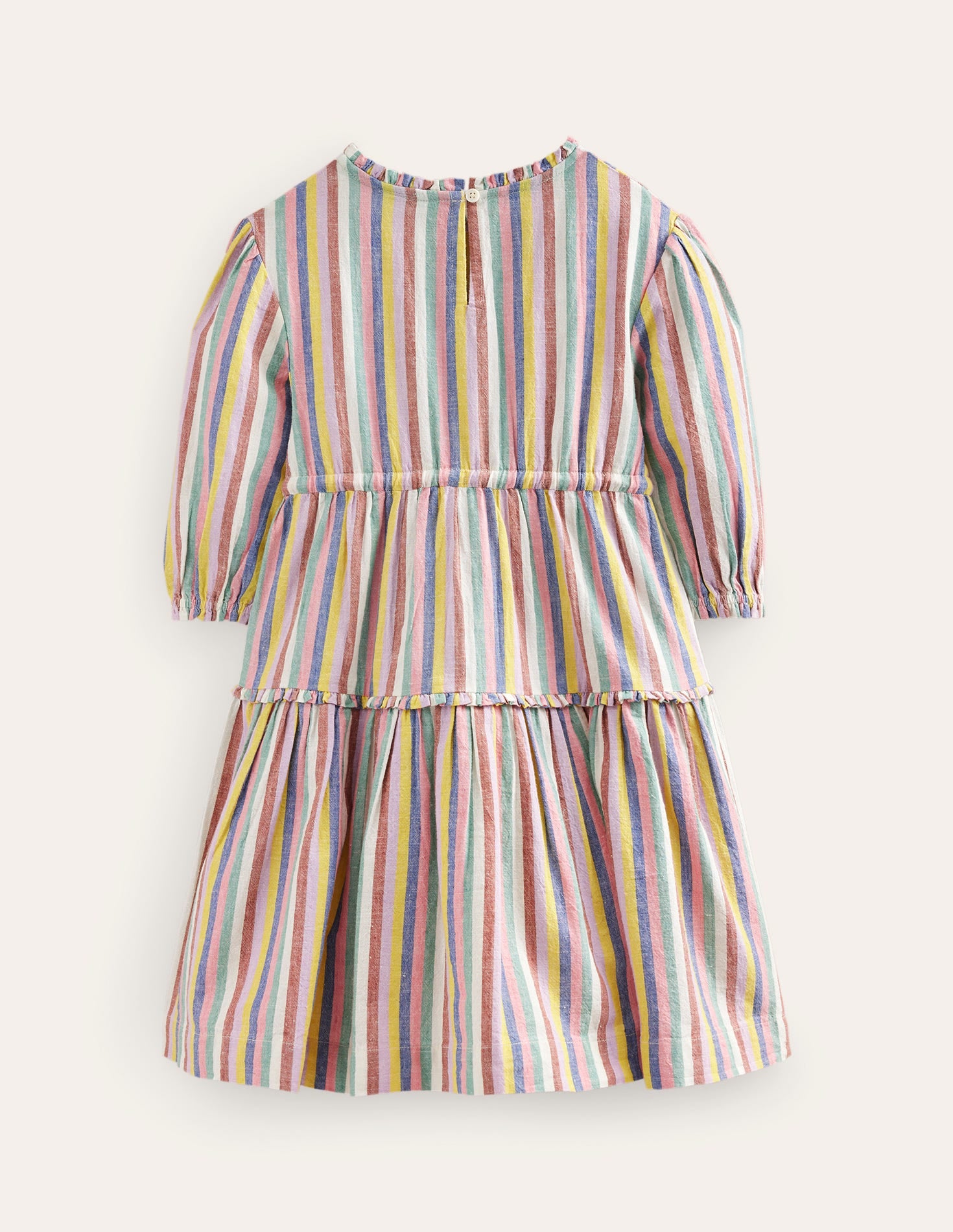 Robe tissée à rayures-Arc-en-ciel marron et lilas - Image 2