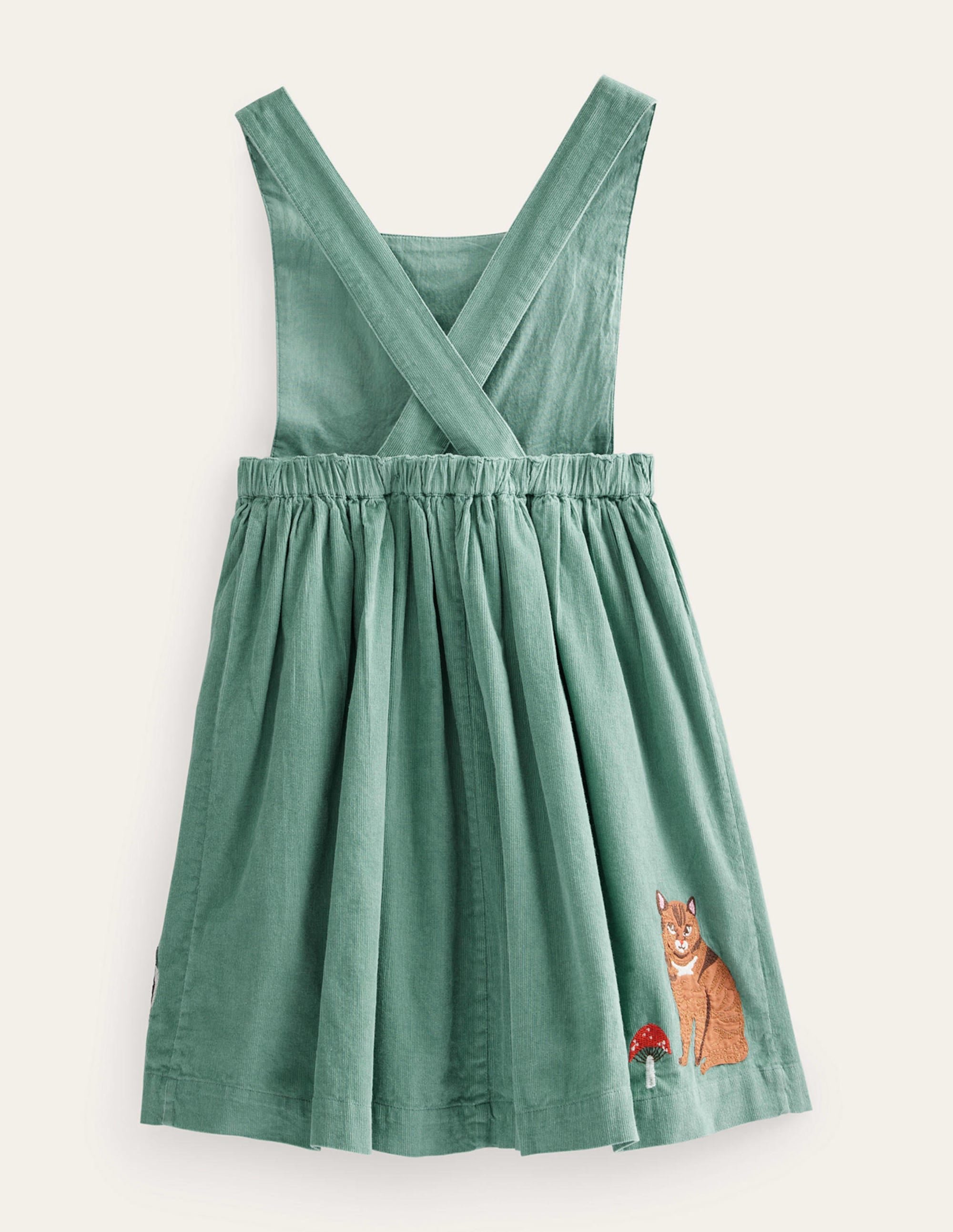 Robe chasuble en velours côtelé à appliqué-Chats vert fumée - Image 2