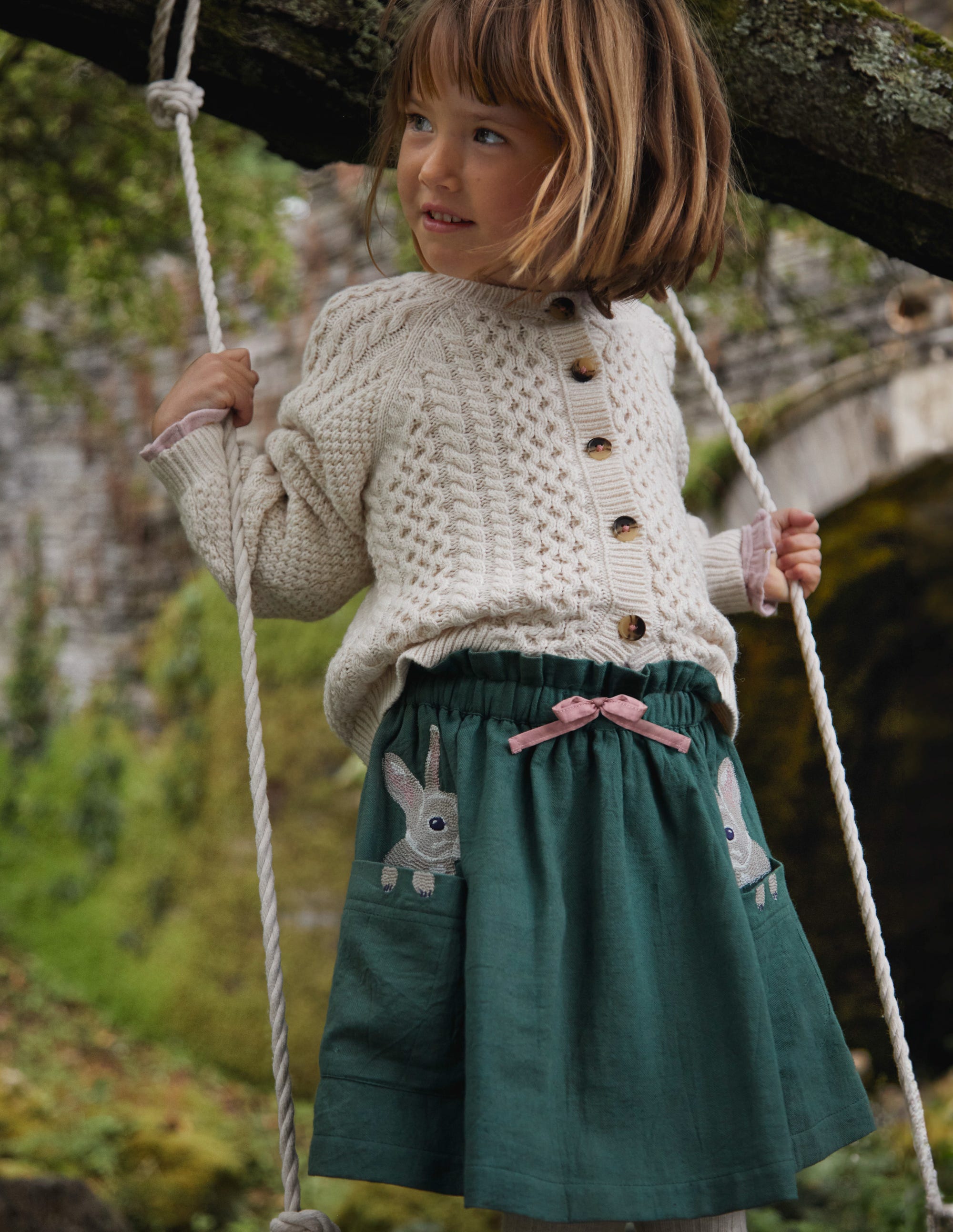 Superstitch Pocket Skirt-Monster Green Bunnies - Image 4