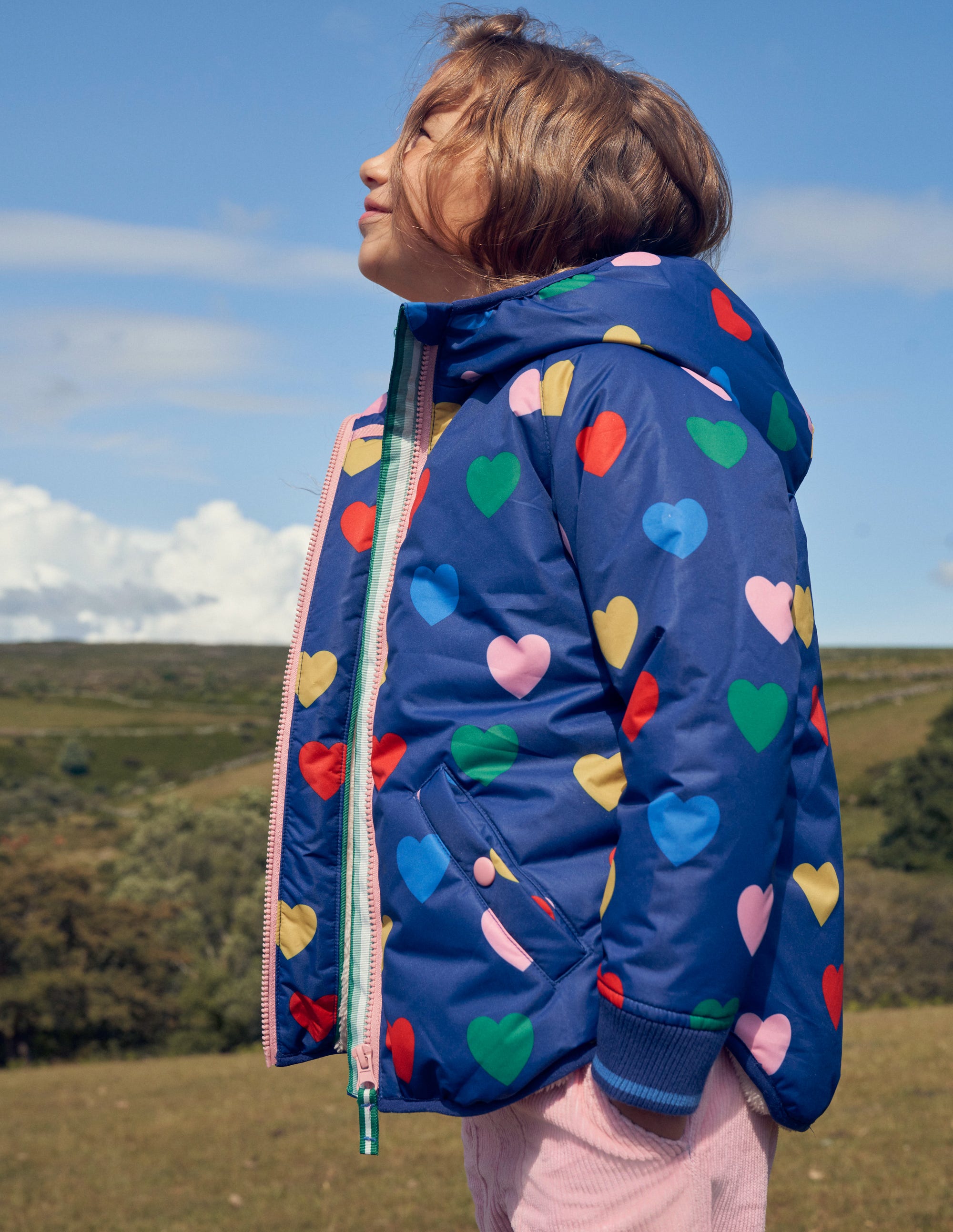 Anorak imprimé à doublure sherpa-Cœurs bleu marine - Image 6