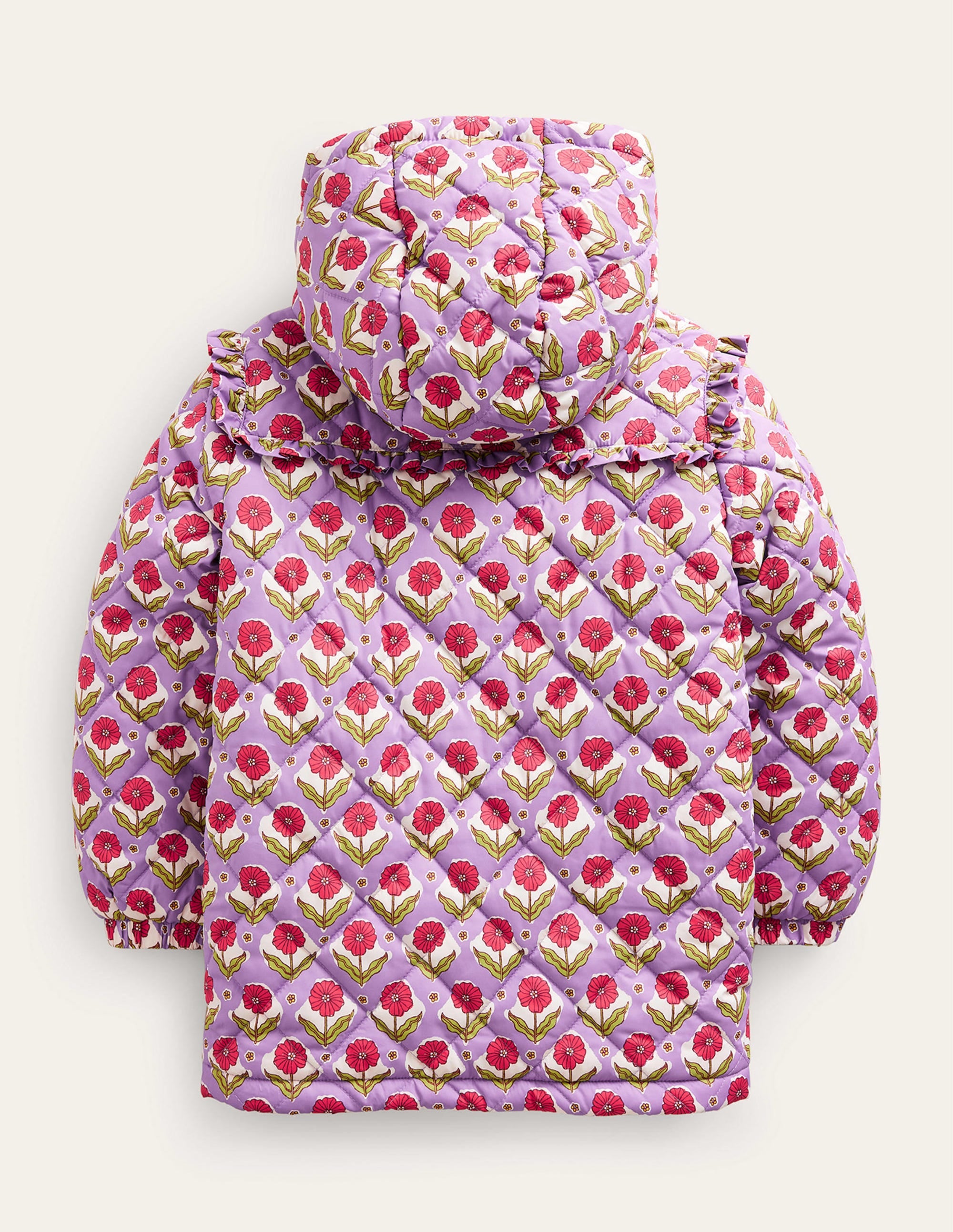 Anorak matelassée & festonné-Violet aster motif Woodblock Flower - Image 2