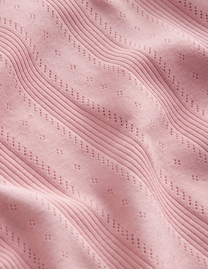 Pointelle-Oberteil mit Puffärmeln-Vintage Rosa-3