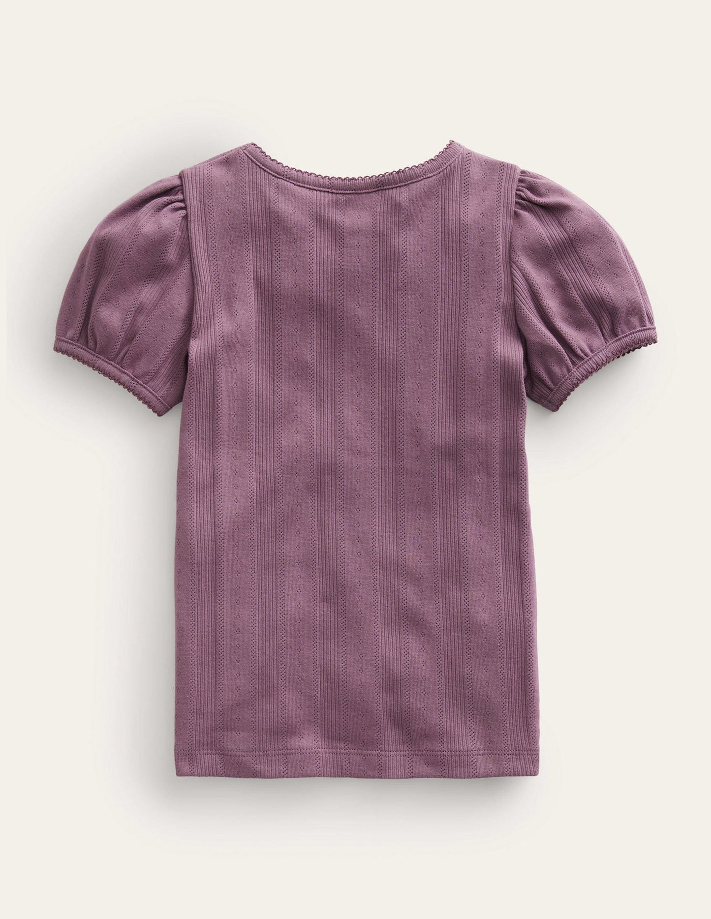 Pointelle Puff Sleeve Top-Mountain Heather Purple