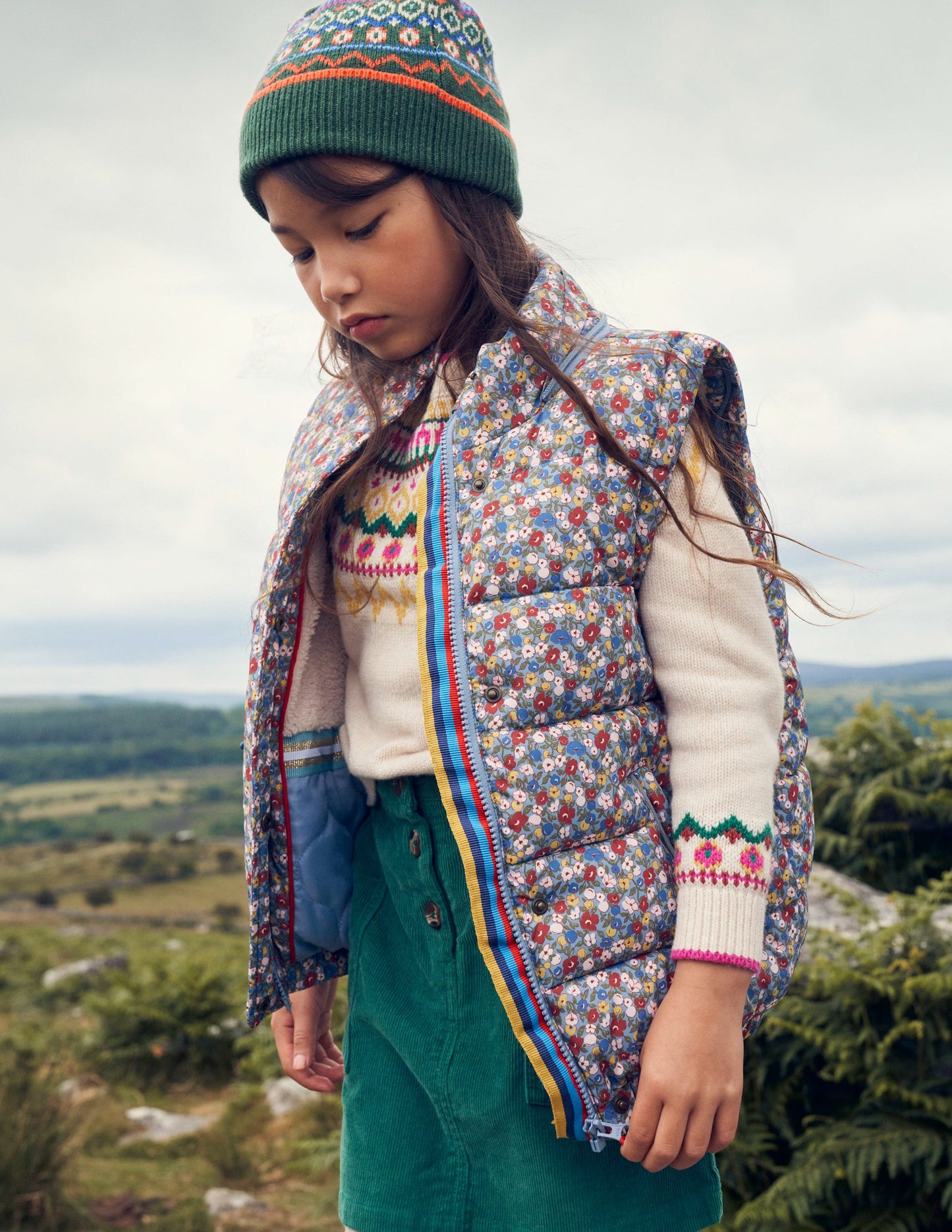 Wattierter 2-in-1-Mantel-Kieselblau Blumenknospe