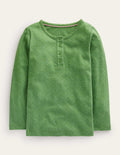 Henley Pointelle Top-English Ivy Green