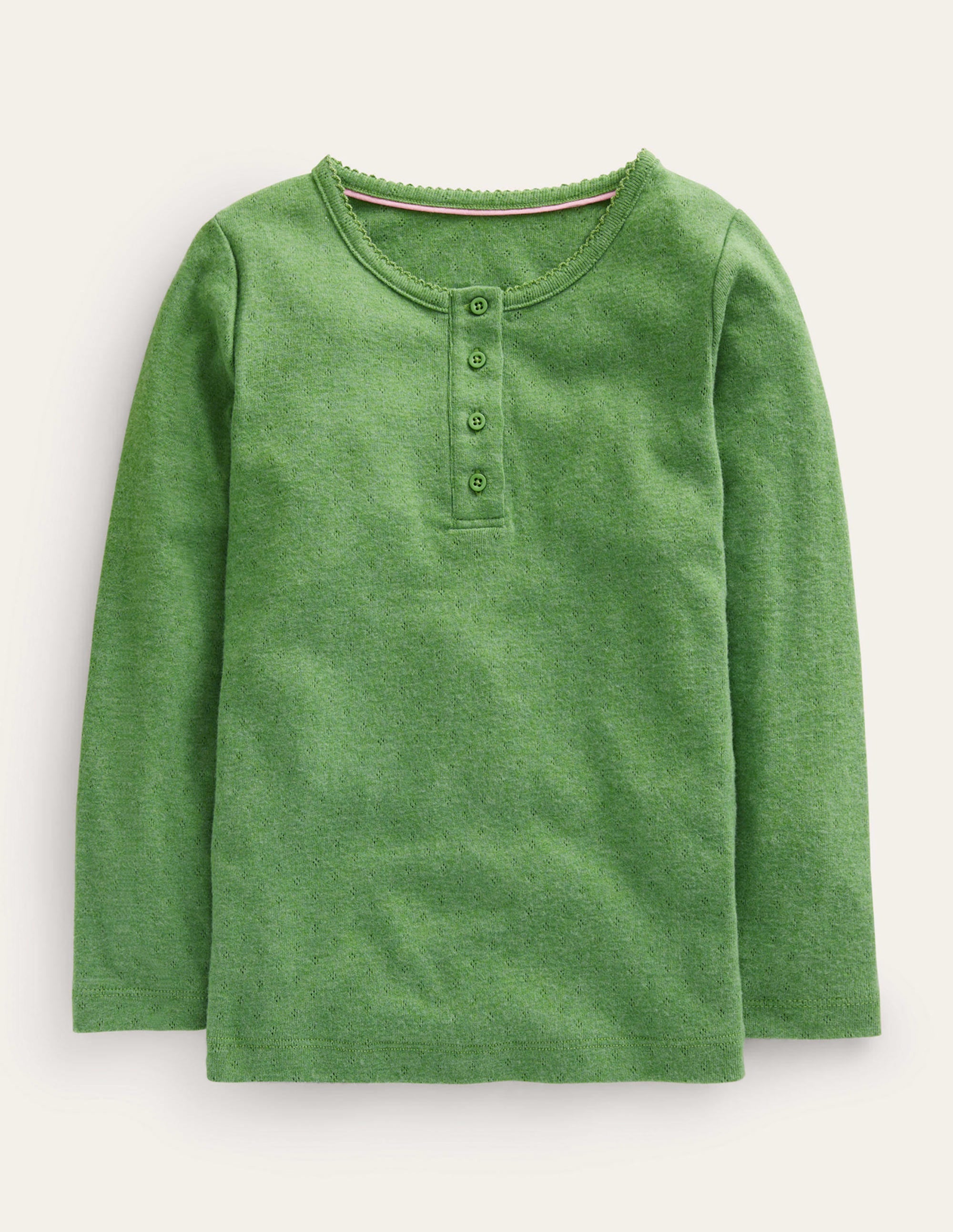 Henley Pointelle Top-English Ivy Green - Image 1