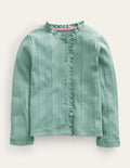 Pointelle Cardigan-Smoke Green