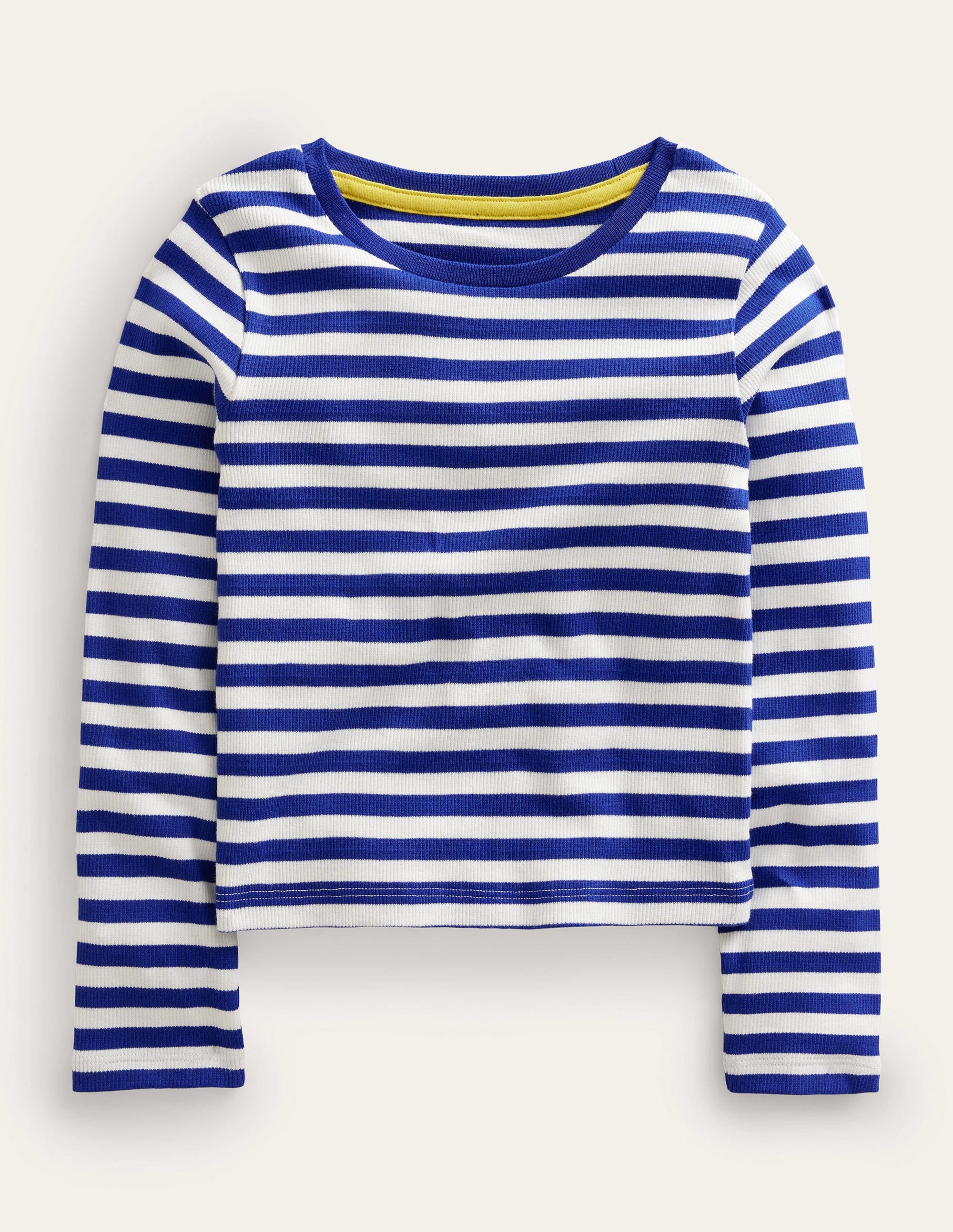 Verkürztes T-Shirt mit langen Ärmeln-Blaue Welle/Naturweiß - Image 1