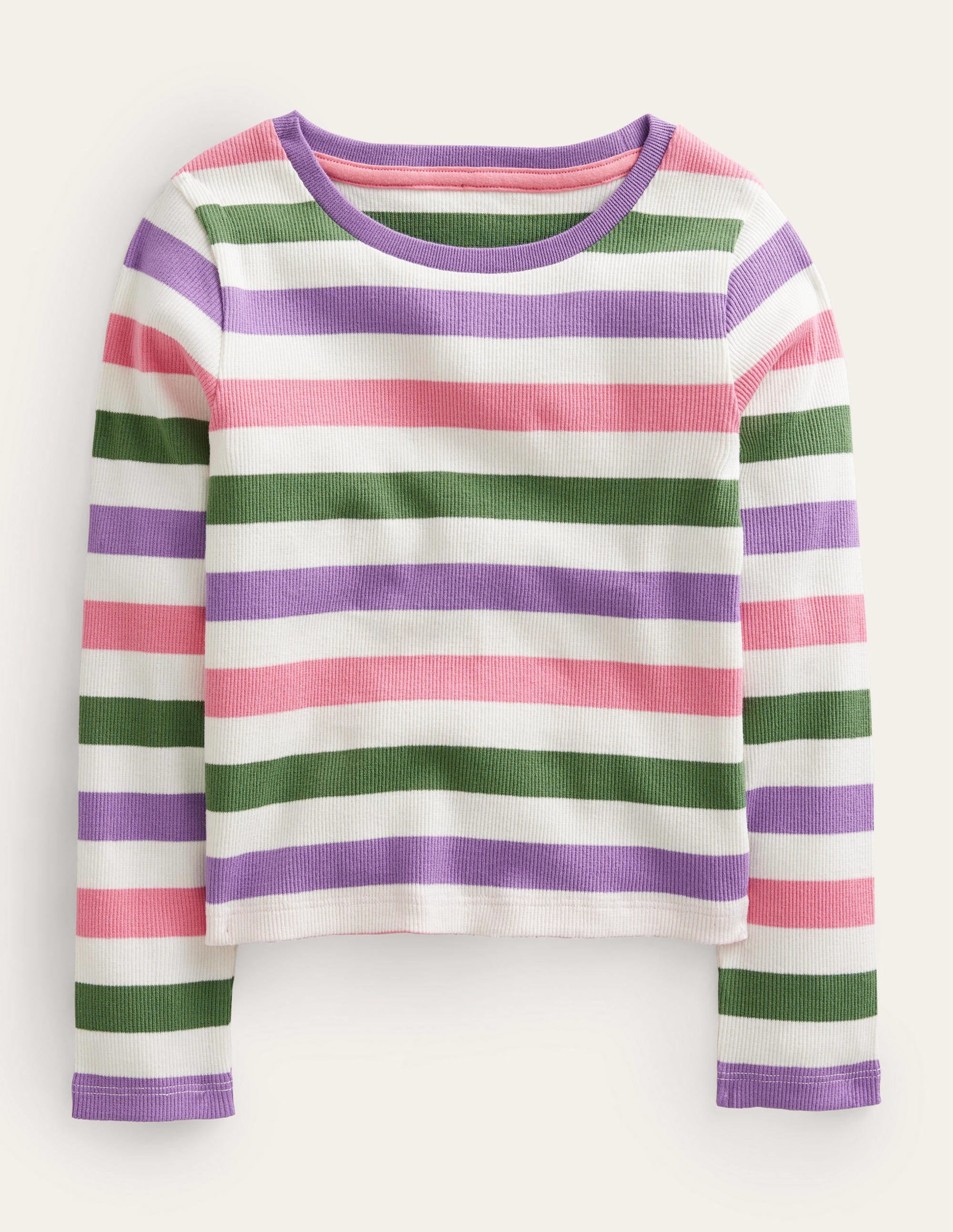 Cropped Long Sleeve T-shirt-Carousel/Aster - Image 1
