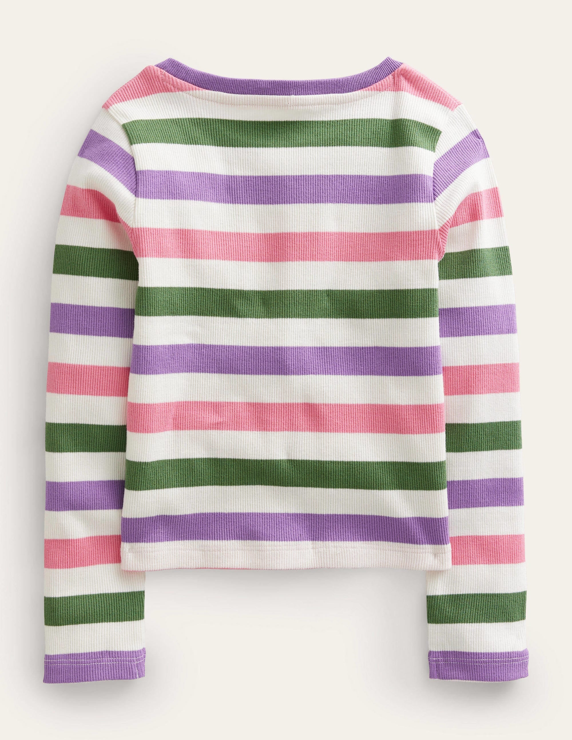Cropped Long Sleeve T-shirt-Carousel/Aster - Image 2