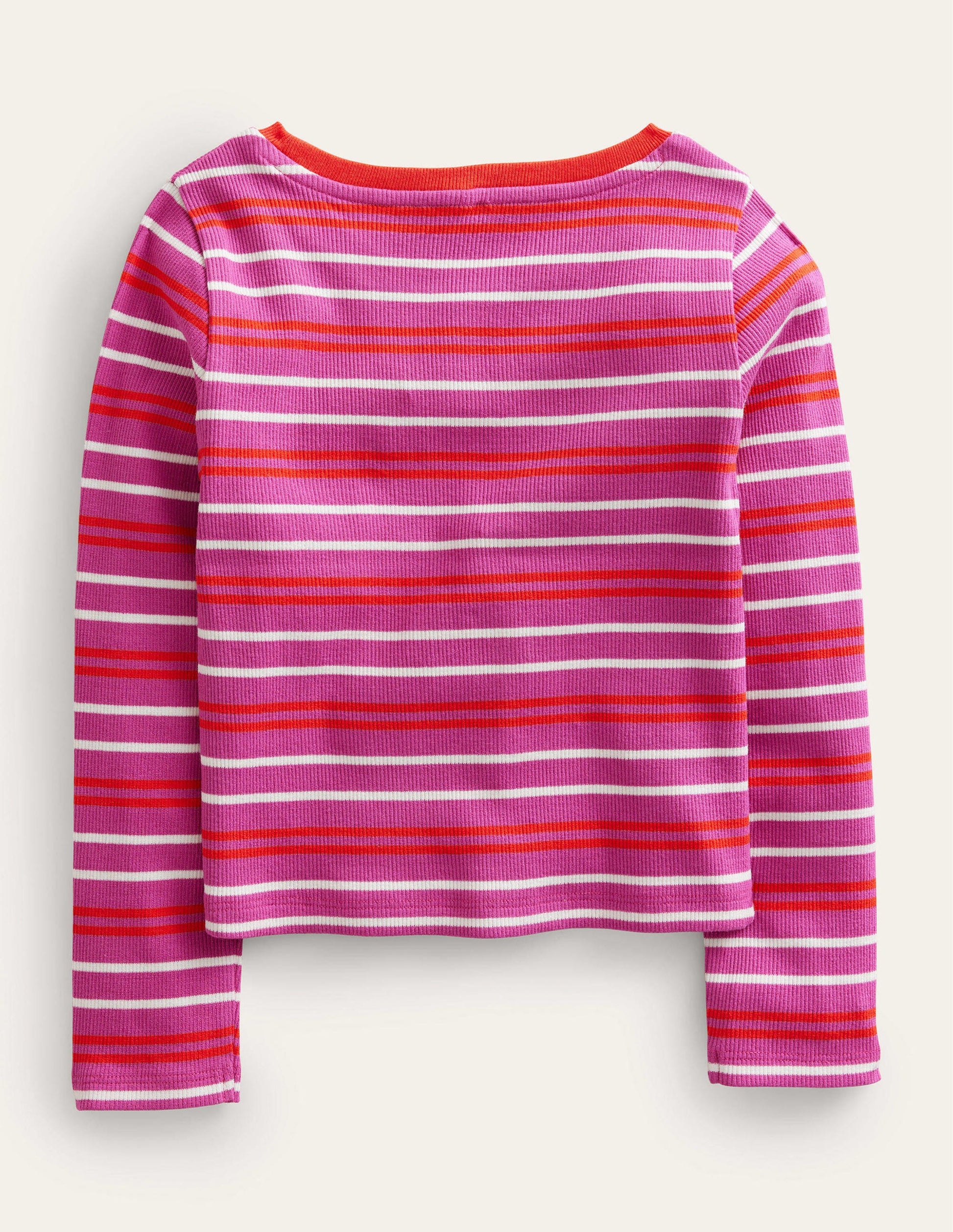Verkürztes T-Shirt mit langen Ärmeln-Phloxrosa/Dahlie-2