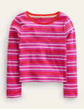 Verkürztes T-Shirt mit langen Ärmeln-Phloxrosa/Dahlie