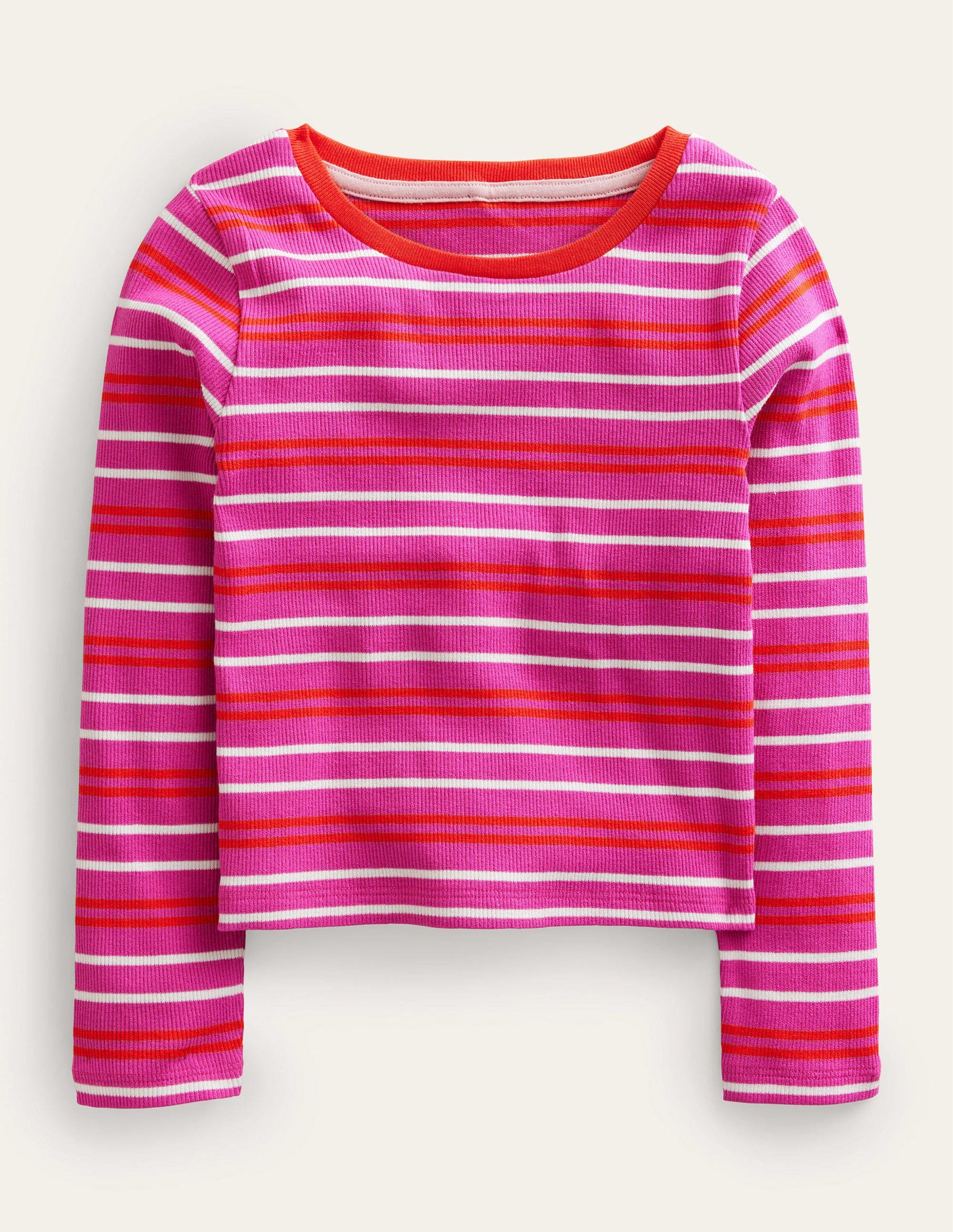 Verkürztes T-Shirt mit langen Ärmeln-Phloxrosa/Dahlie-1