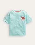 Lockeres T-Shirt mit Druck-Opalgrün