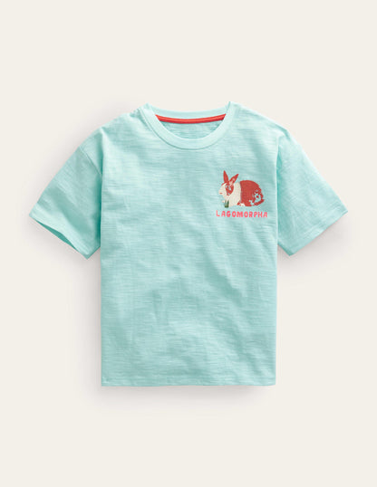 Lockeres T-Shirt mit Druck-Opalgrün