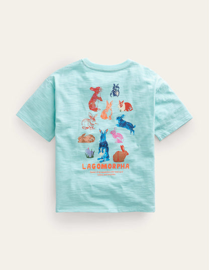 Lockeres T-Shirt mit Druck-Opalgrün