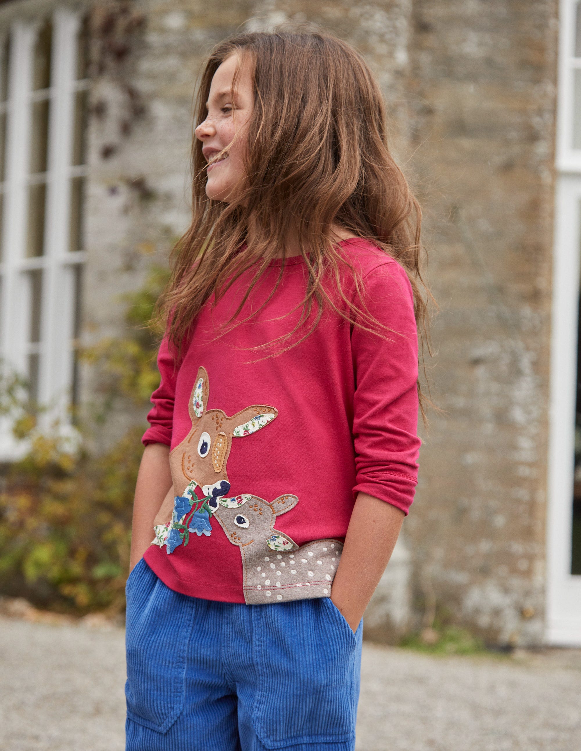 T-Shirt mit Puffärmeln und Applikation-Penelope-Rosa Hirsch - Image 4