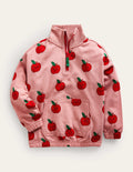 Sweat imprimé partiellement zippé-Pommes rose amande