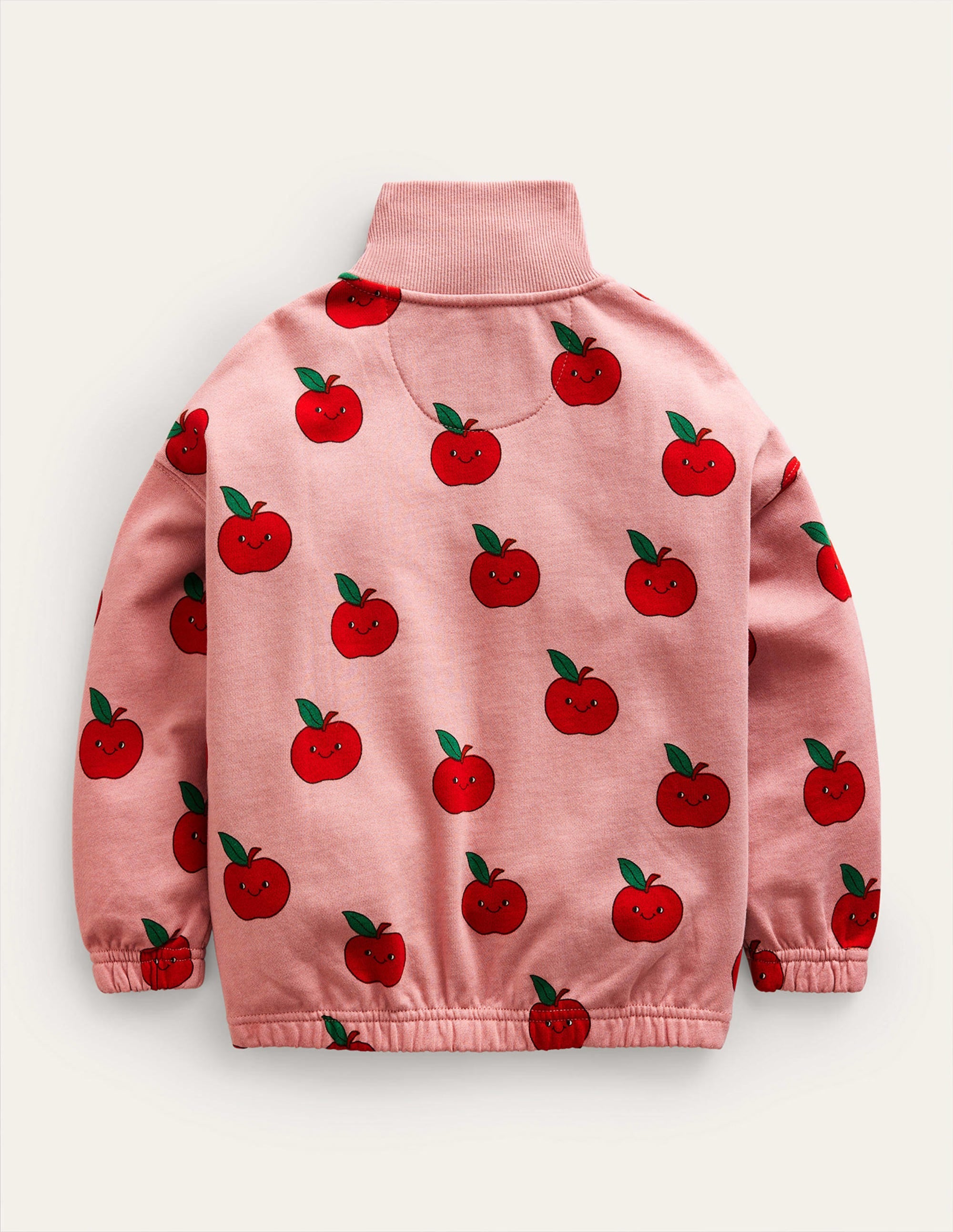 Sweat imprimé partiellement zippé-Pommes rose amande - Image 2