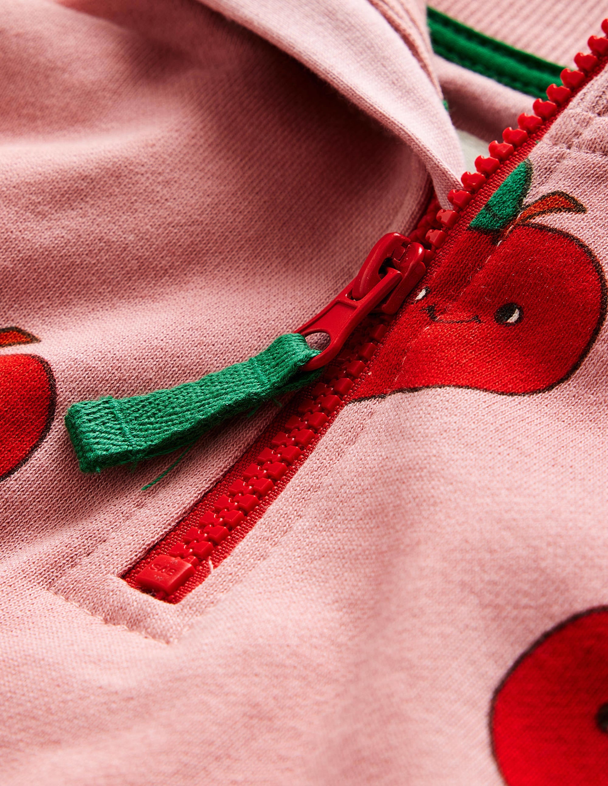 Sweat imprimé partiellement zippé-Pommes rose amande - Image 3